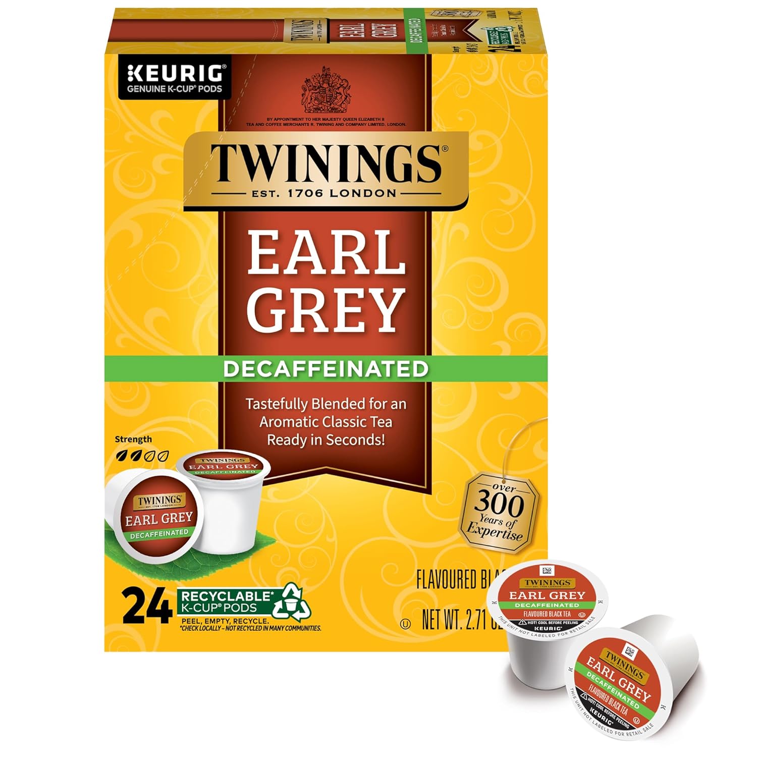 Twinings English Breakfast Black Tea K-Cup Pods for Keurig, 24 Count (Pack of 1), Smooth, Flavourful, Robust, Caffeinated, Enjoy Hot or Iced
