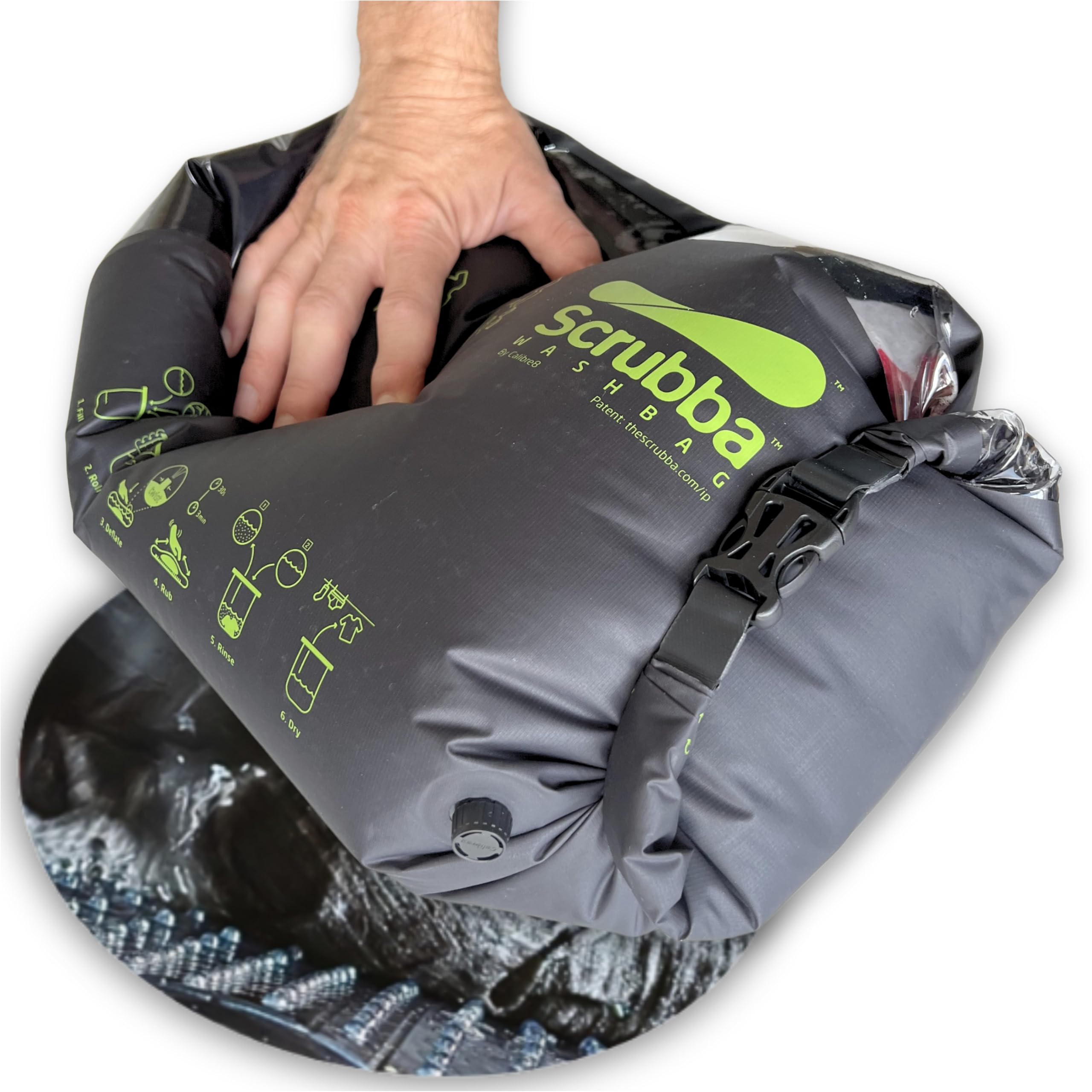 Scrubba Wash Bag - Patented Washboard-in-a-Bag™ Portable Travel Washing Machine for Camping, Backpacking, Cruises & Hotels - Pack Light, Wash Clothes Anywhere in Minutes (5 oz)