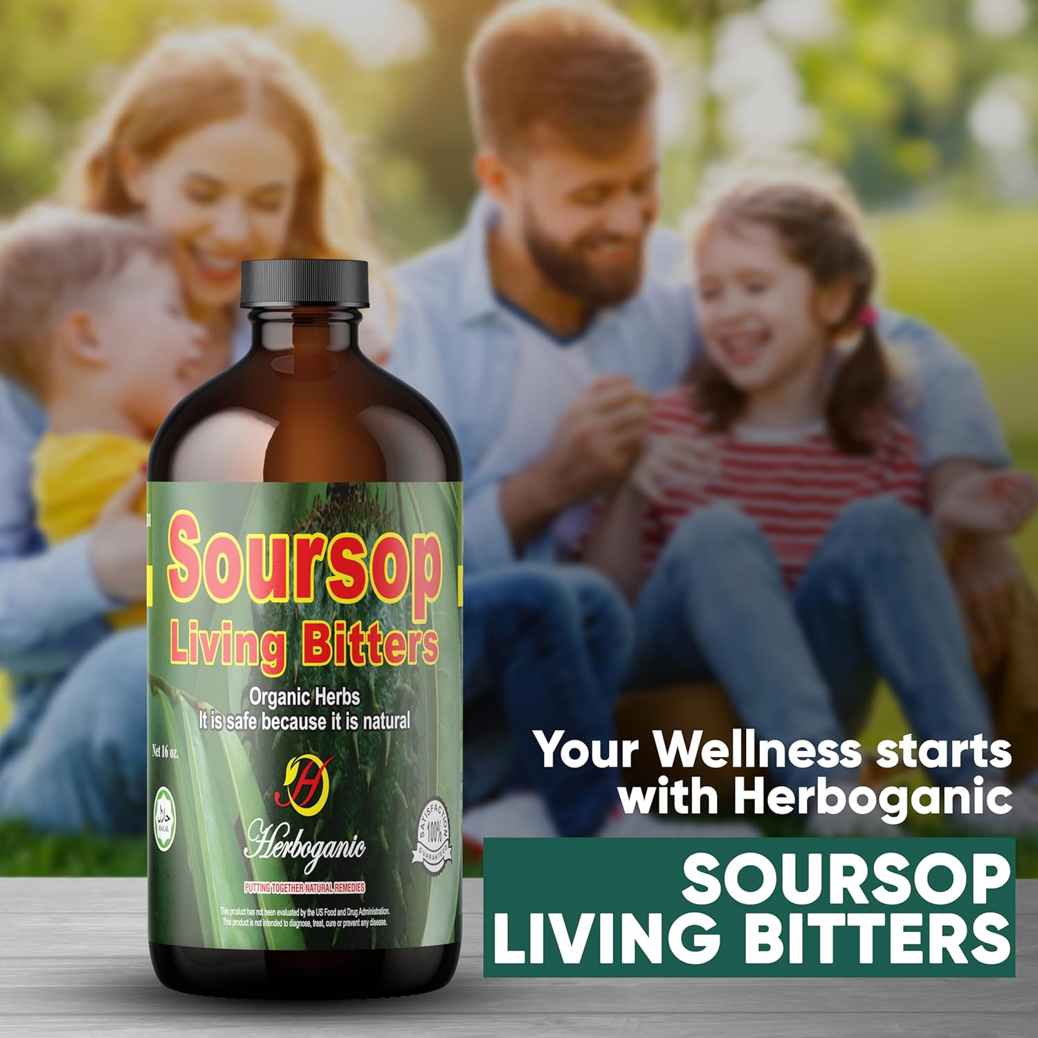 Herboganic Soursop Bitters Liquid | Natural Living Bitters for overall wellness 16 OZ | Soursop Bitters
