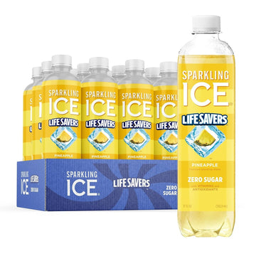 Sparkling Ice® LIFESAVERS™ Pineapple, Zero Sugar Flavored Sparkling Water, with Vitamins and Antioxidants, Low Calorie Beverage, 17 fl oz Bottles (Pack of 12)