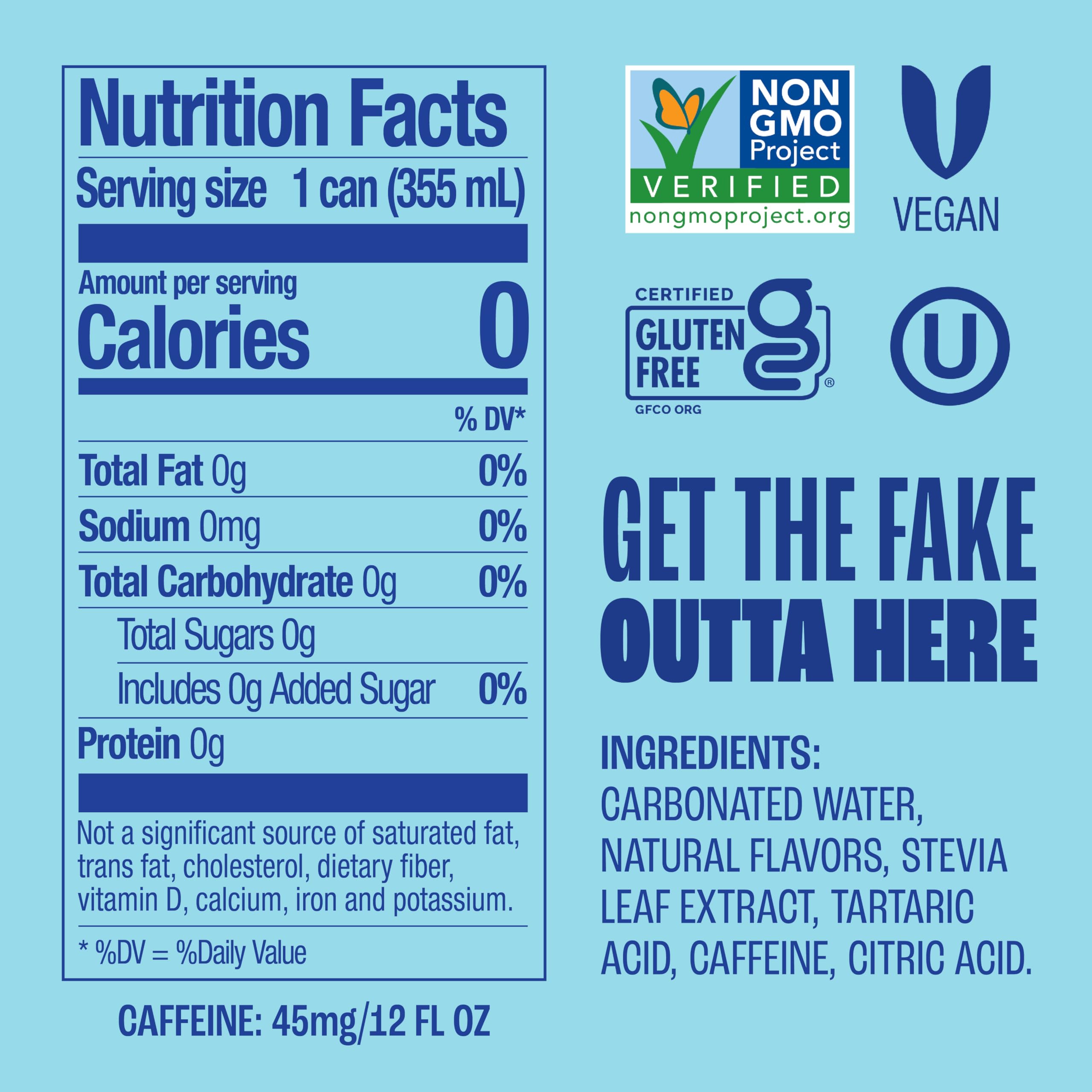 Zevia Zero Sugar Soda, Cola, 12 oz Cans (24-Pack) – Naturally Sweetened, Zero Calorie Sugar Free Soda - Non-GMO Project Verified, Gluten-Free, Vegan