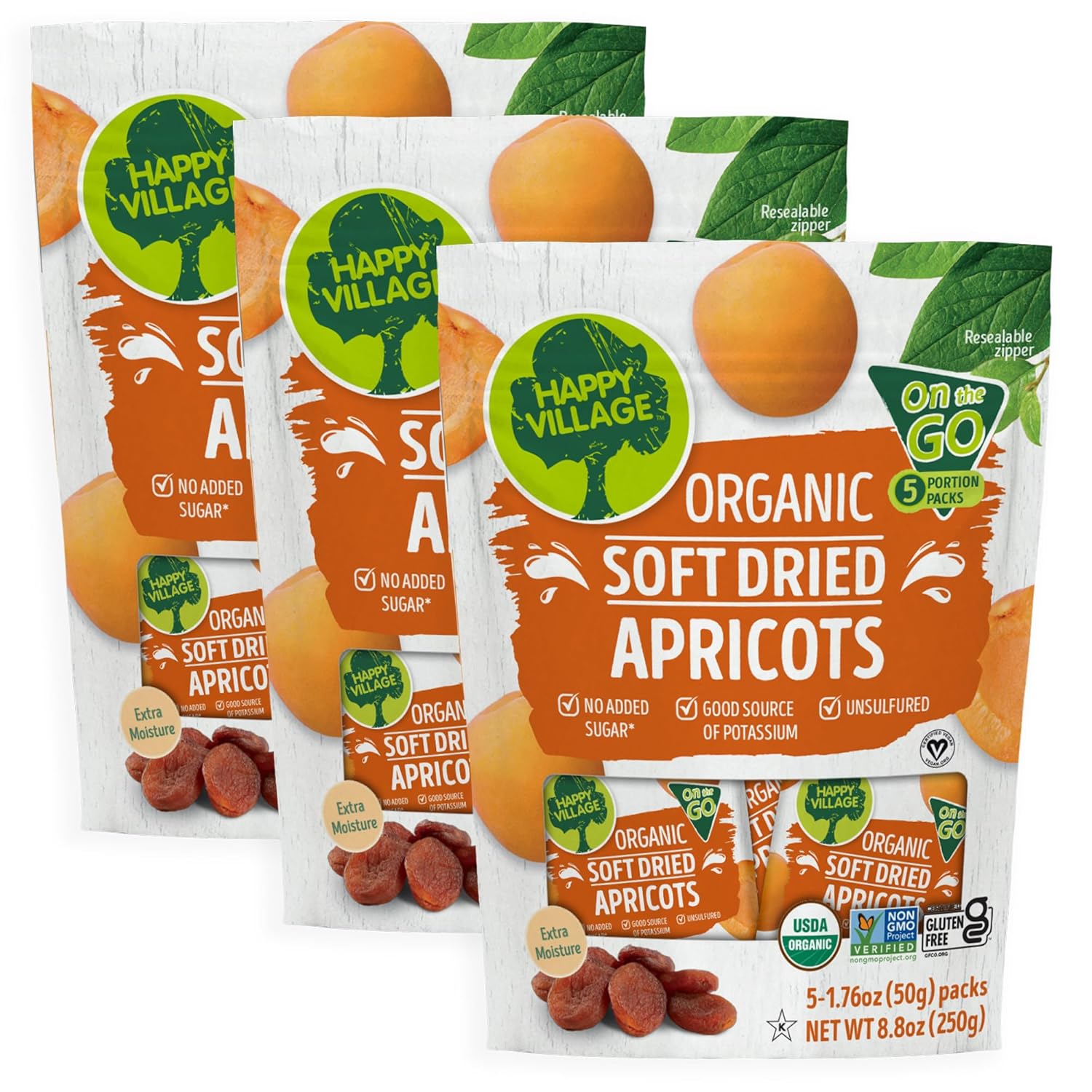 Happy Village Organic Whole Dried Strawberries, 18 OZ Resealable Pack- Soft & Juicy, Kosher, Non-GMO, No Refined Sugar, Apple Juice Infused Dried Strawberry