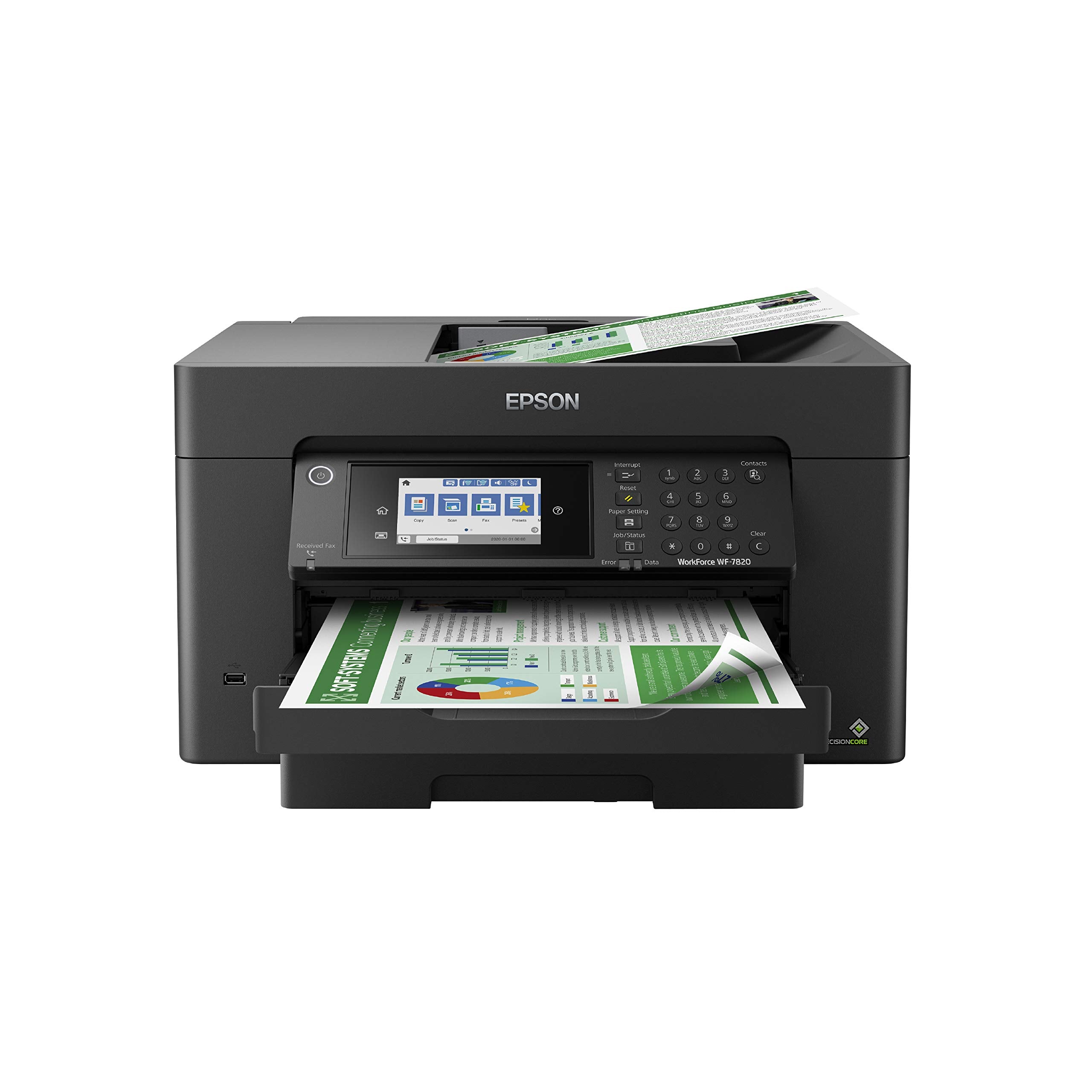 Epson Workforce Pro WF-7840 Wireless All-in-One Wide-Format Printer with Auto 2-Sided Print up to 13" x 19", Copy, Scan and Fax, 50-Page ADF, 500-sheet Paper Capacity, 4.3" Screen