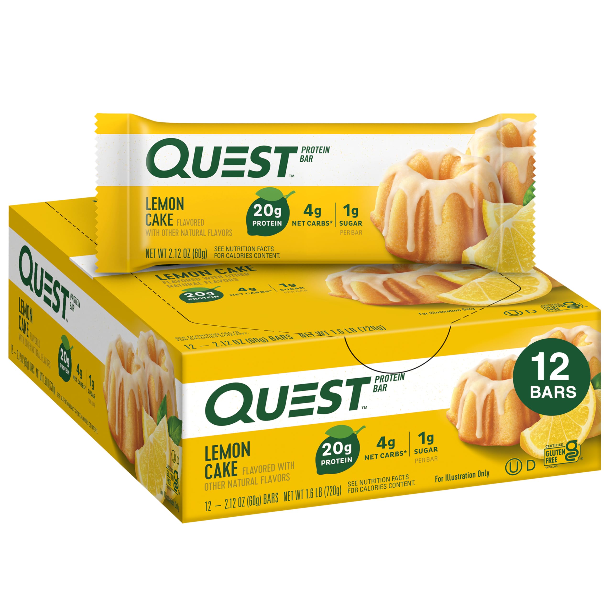 Quest Nutrition Chocolate Chip Dough Cookie Protein Bars, 21g Protein, 1g Sugar, 4g Net Carb, High Fiber, Gluten Free, Keto Friendy, 12 Count