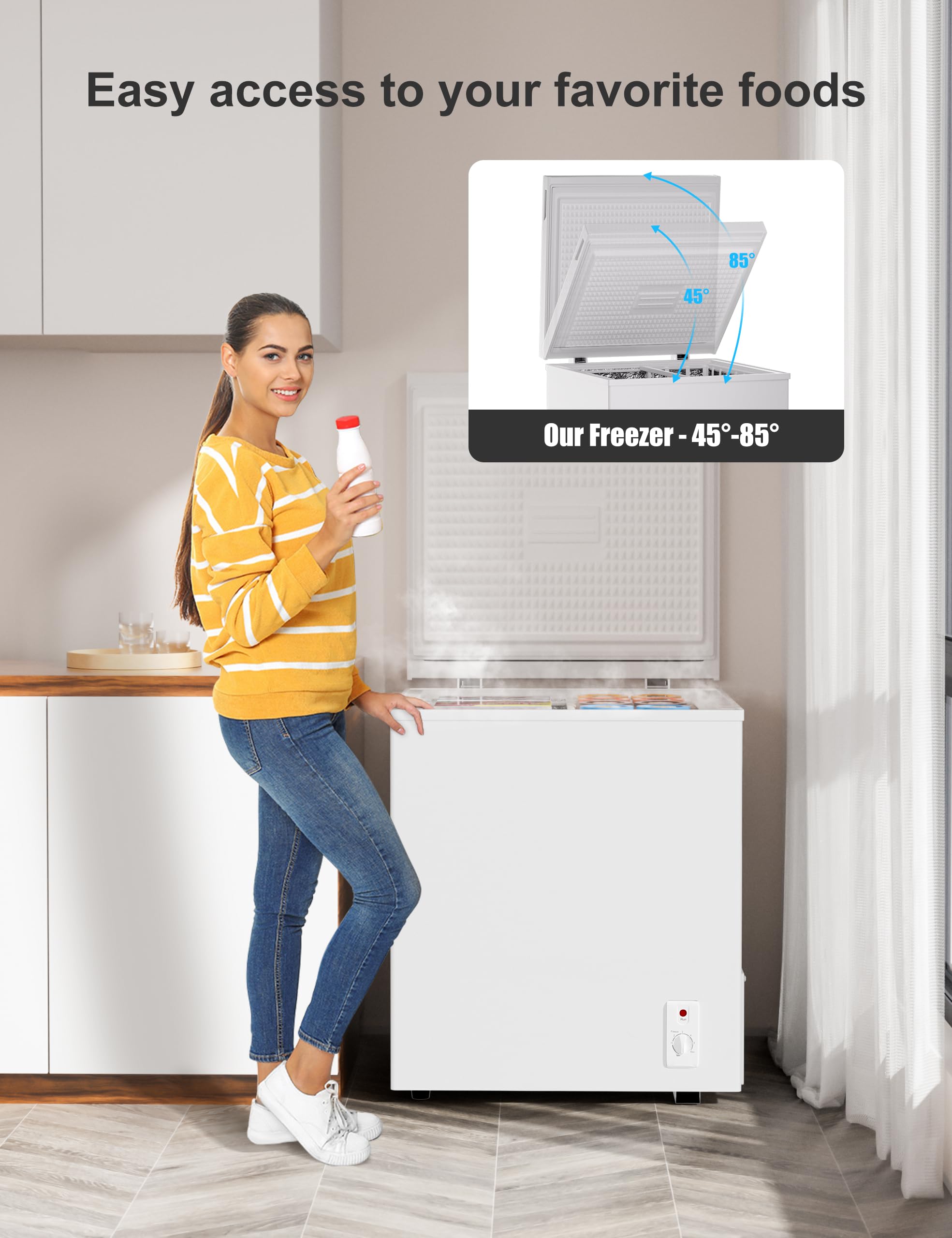 7.0 Cu Ft Chest Freezer - Energy Saving Quiet Top Open Door Mini Freezer Adjustable 6 Thermostat - Compact Small Deep Freezer w/Removable Basket and Defrost Water Drain for Home/Apartment/Garage