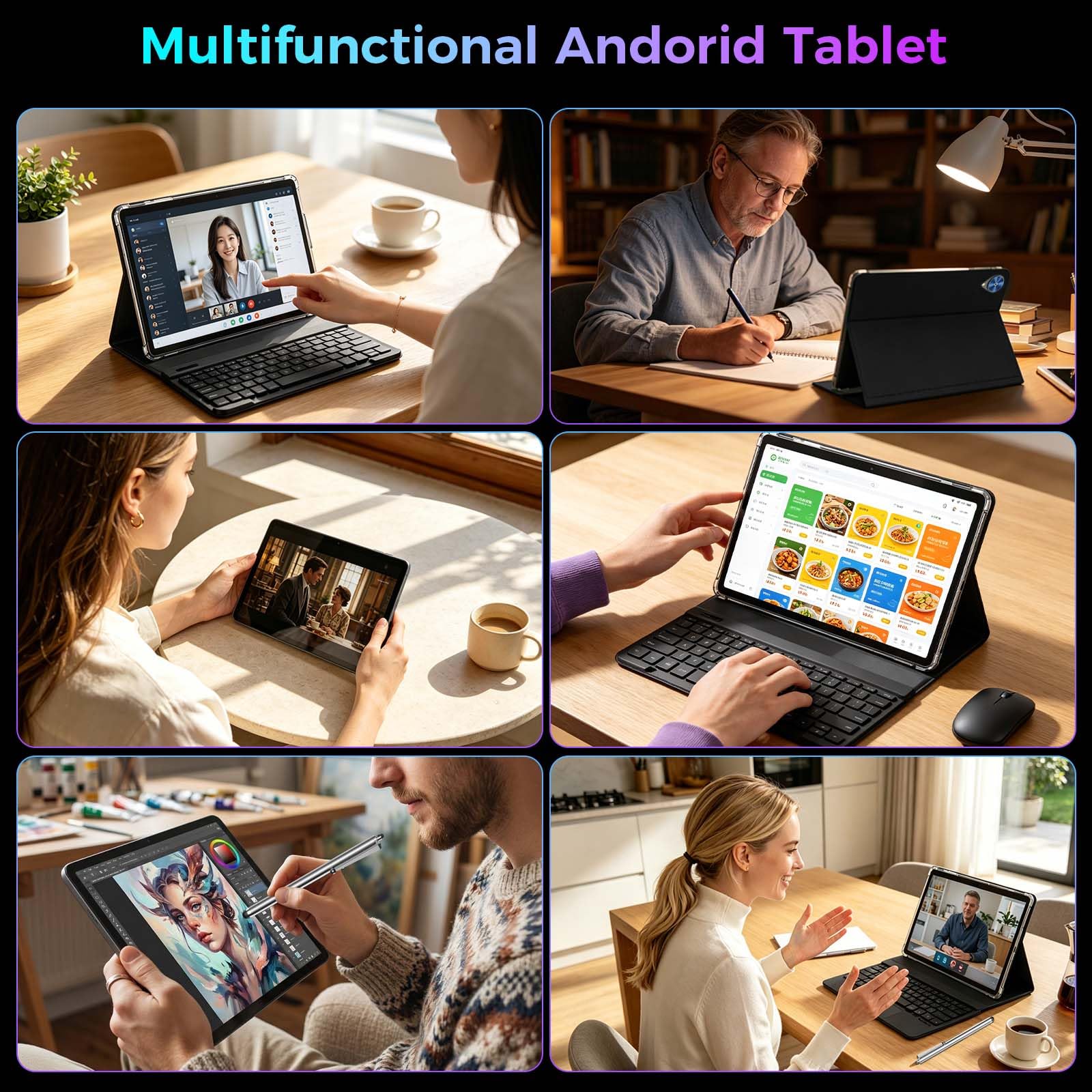 2026 Gemini AI Android 16 Tablet, 10 inch Tablet with Keyboard, 26GB+256GB (2TB Expand), 2-in-1 Tablets with 8-Core, 5G WiFi, 8000mAh, GMS, GPS, Electronic Tablets PC with Mouse, Case, Stylus (Black)