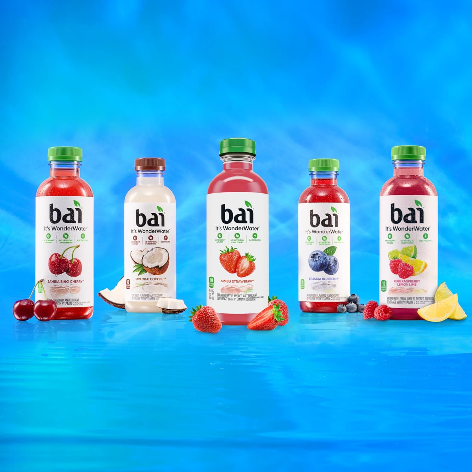 Bai Antioxidant Infused Water Beverage, Molokai Coconut, with Vitamin C and No Artificial Sweeteners, 18 Fluid Ounce Bottle, 12 Pack