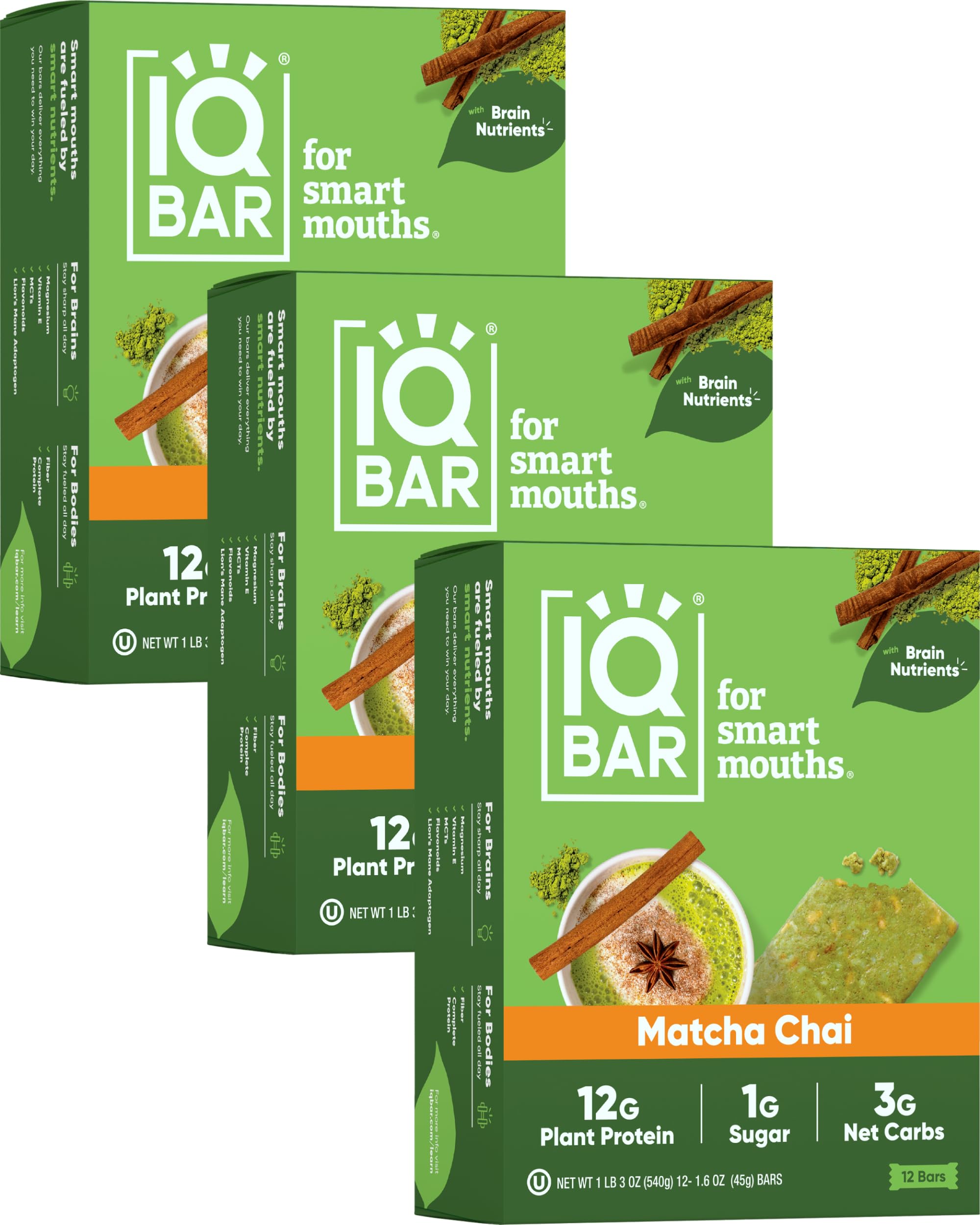 IQBAR Brain and Body Plant Protein Bars - Chocolate Lovers Variety - 36-Count - Keto, Vegan, Low Carb, High Fiber, Gluten Free, Dairy Free, Low Sugar Snack with Nutrients for Focus, Energy, Meal Replacement
