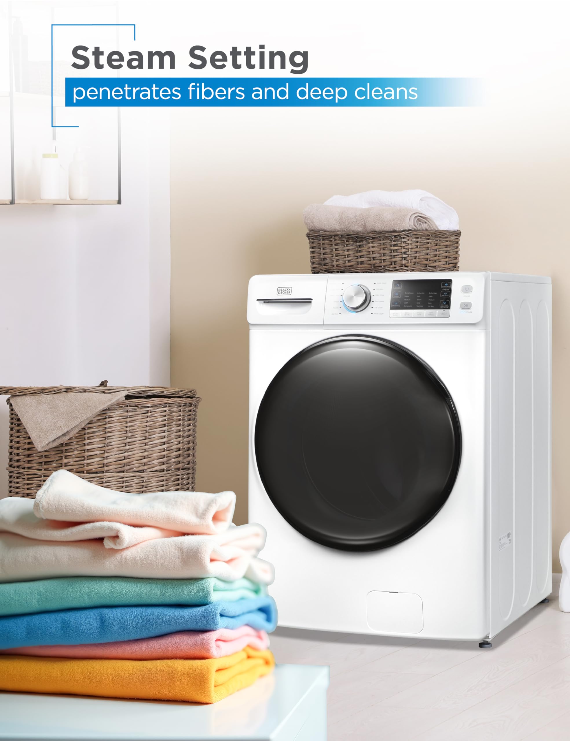 BLACK+DECKER Small Portable Washer, Washing Machine for Household Use, Portable Washer 2.0 Cu. Ft. with 6 Cycles, Transparent Lid & LED Display