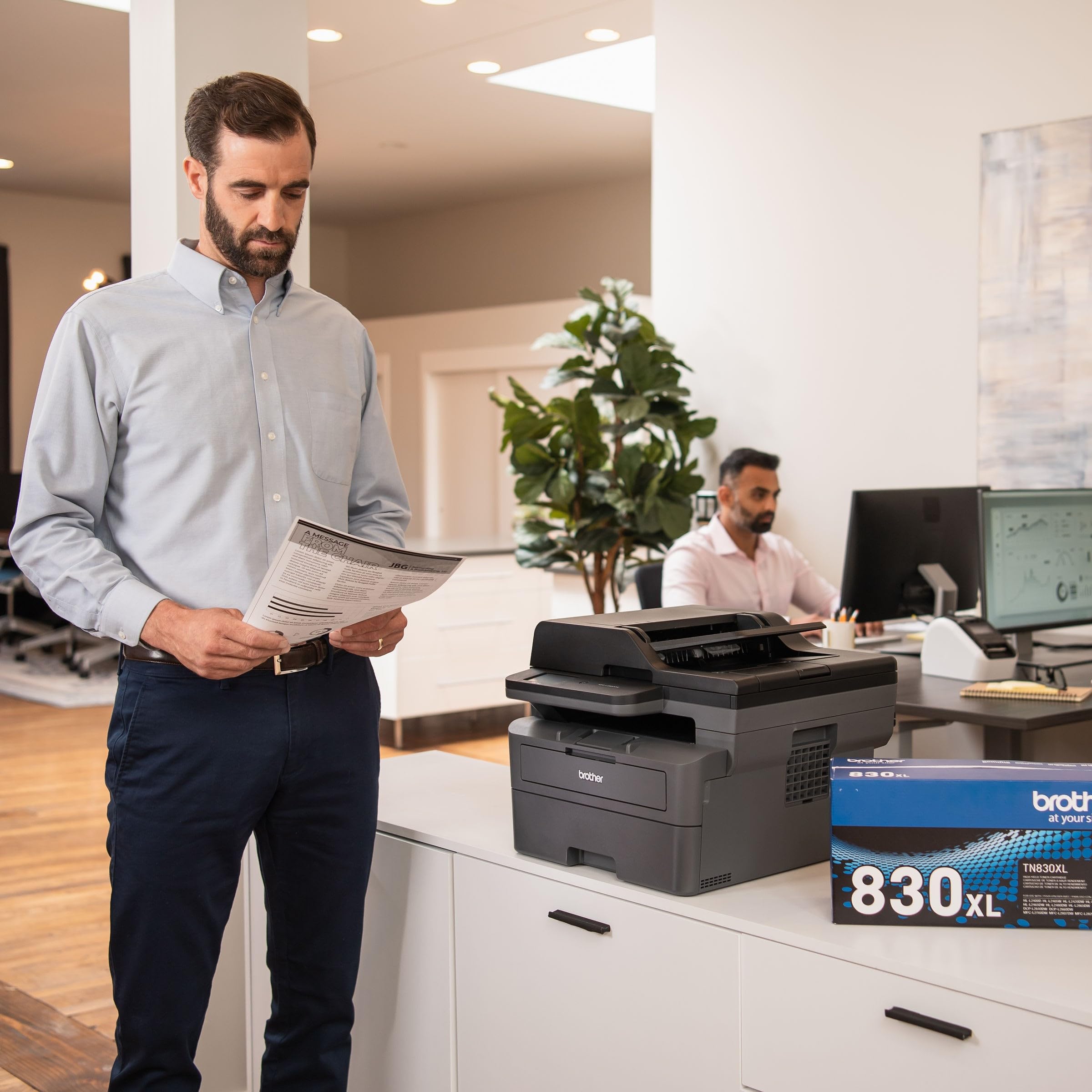 Brother MFC-L2820DW Wireless Compact Monochrome All-in-One Laser Printer with Copy, Scan and Fax, Duplex, Black & White | Includes Refresh Subscription Trial(1), Works with Alexa