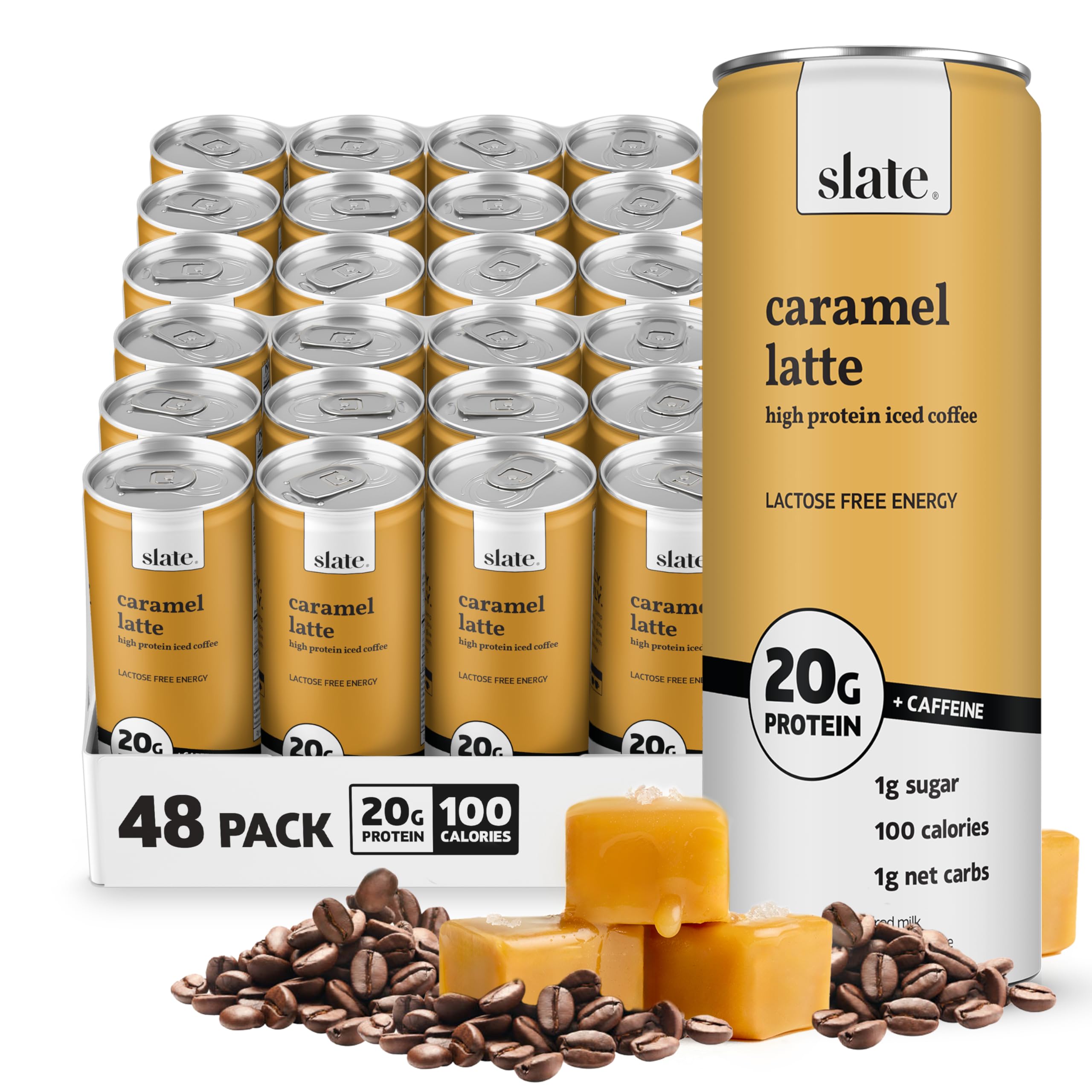 Slate Milk - High Protein Milk Shake - French Vanilla - Lactose Free, 20g Protein, 1g Sugar, 100 Calories, 1g Net Carbs, No Added Sugar - Natural, Breakfast Boost, Post Workout - 11 fl oz, 12 Cans