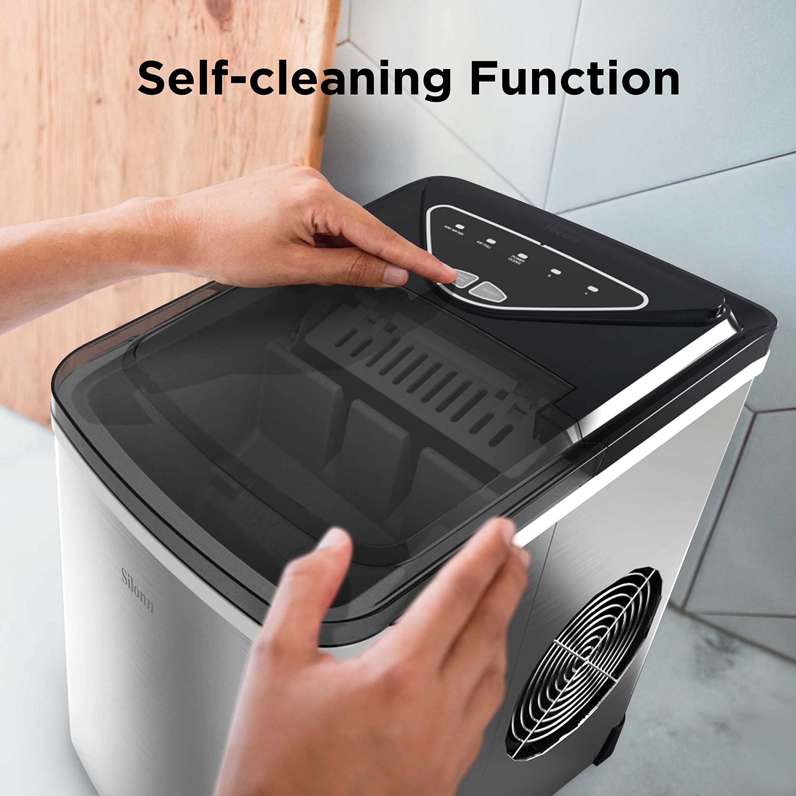Nugget Ice Maker Countertop, Silonn Chewable Pellet Ice Machine with Self-Cleanin Function, 36lbs/24H Portable Ice Makers for Home Kitchen Officce, Black