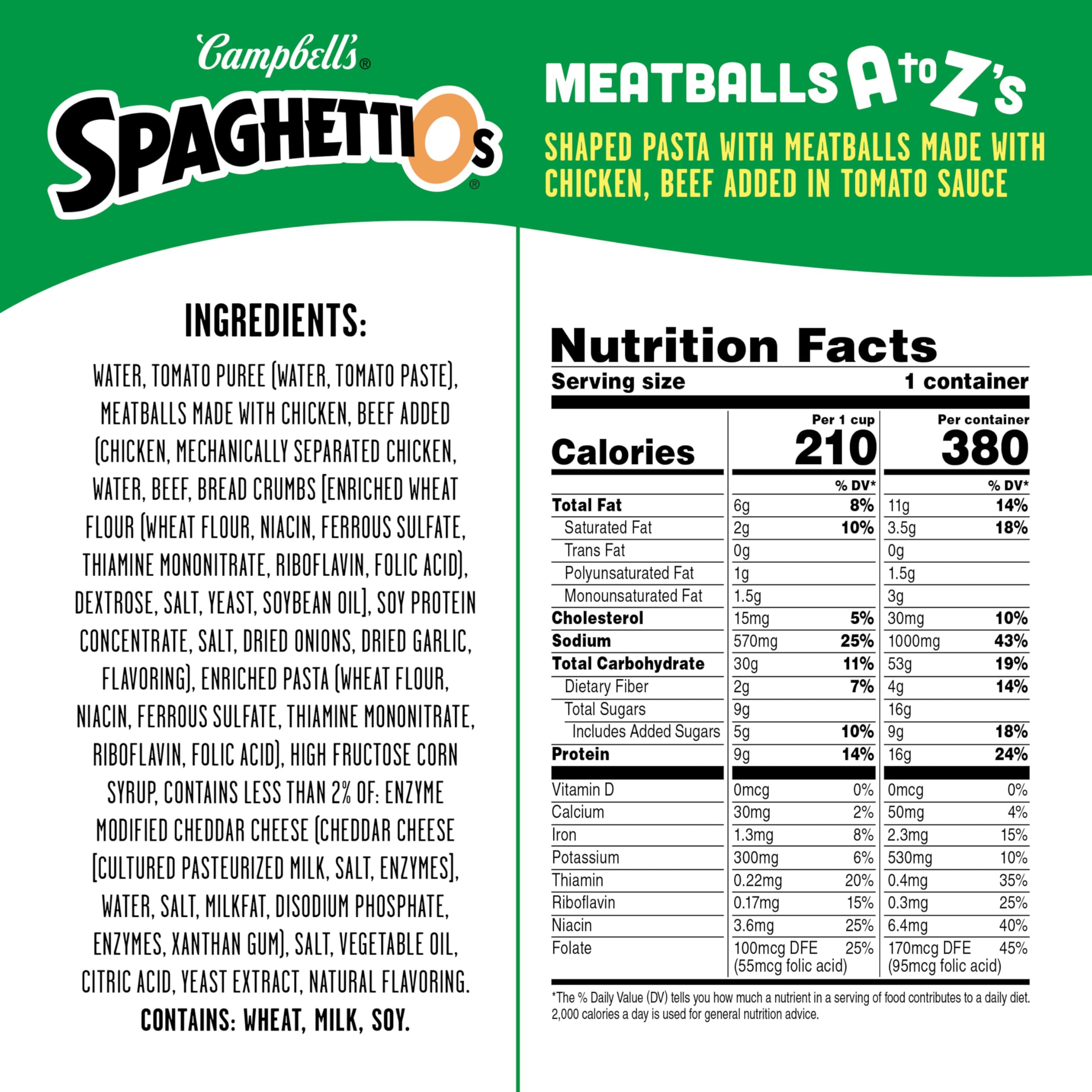 SpaghettiOs Canned Pasta with Meatballs, 15.6 oz Can (12 Pack)