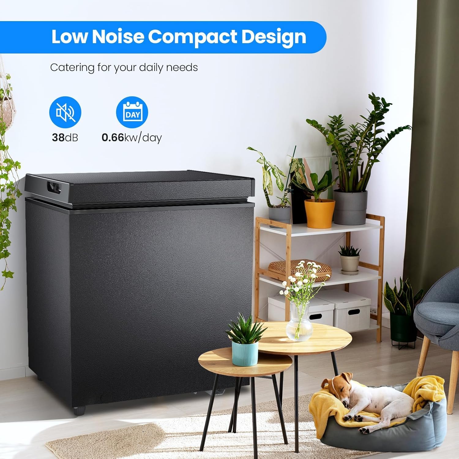 Kismile 2.8 Cubic Feet Chest Freezer with 2 Removable Basket Free Standing Top Open Door Compact Freezer with Adjustable Temperature for Home/Kitchen/Office/Bar