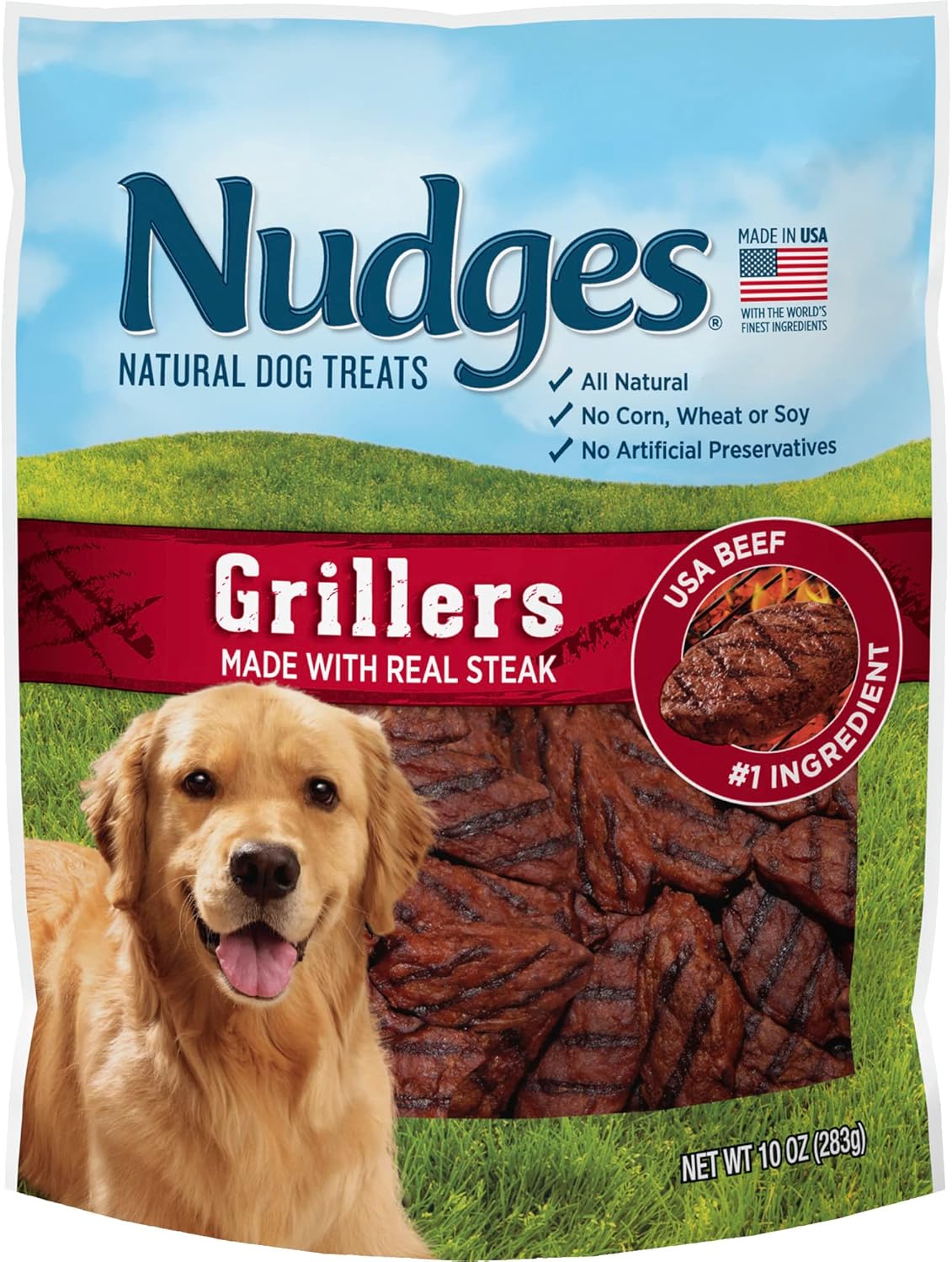 Blue Buffalo Nudges Grillers Natural Dog Treats, Made in the USA with Real Steak, 16-oz Bag