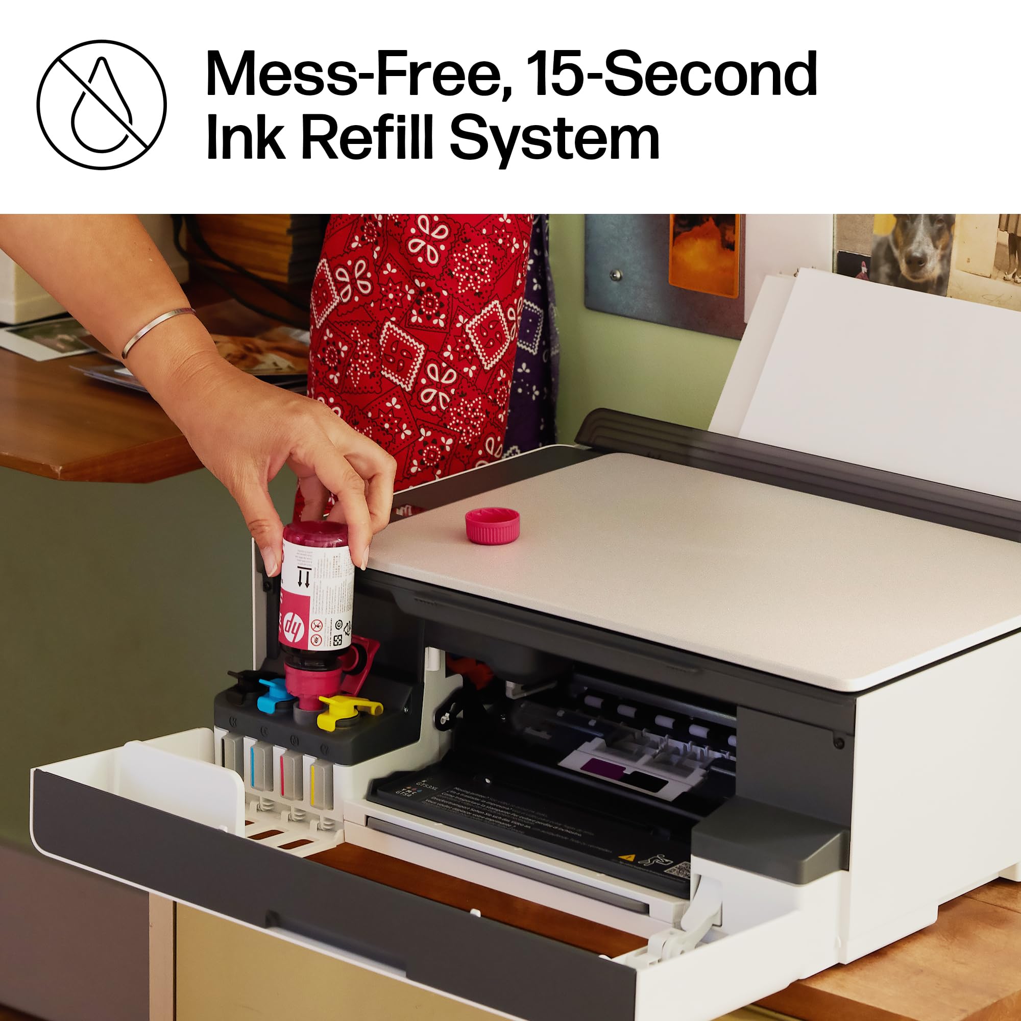 HP Smart Tank 5101 Wireless All-in-One Refillable Printer, Scanner, Copier with 2 Years of Ink Included, Wireless (2.4ghz only) Printer-for-Home use (1F3Y0A)
