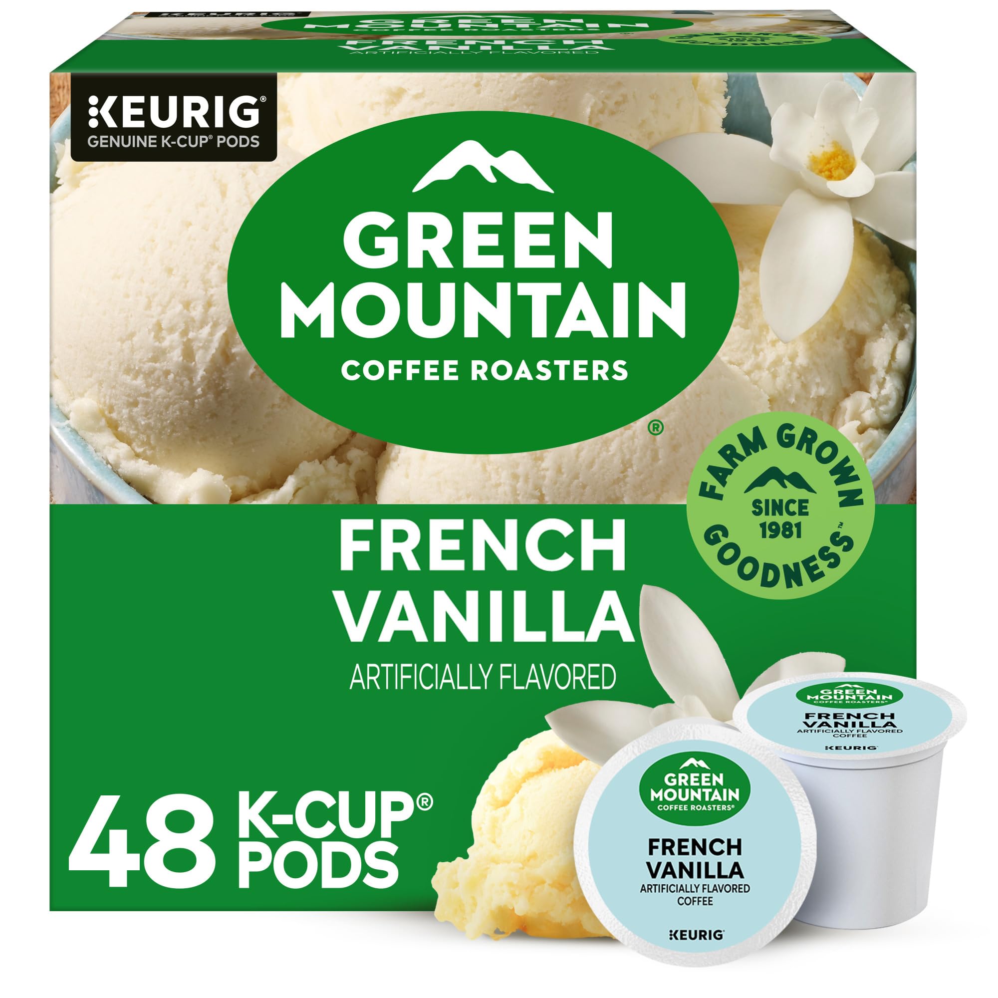 Green Mountain Coffee Roasters Caramel Vanilla Cream Keurig Single-Serve K-Cup pods, Light Roast Coffee, 72 Count