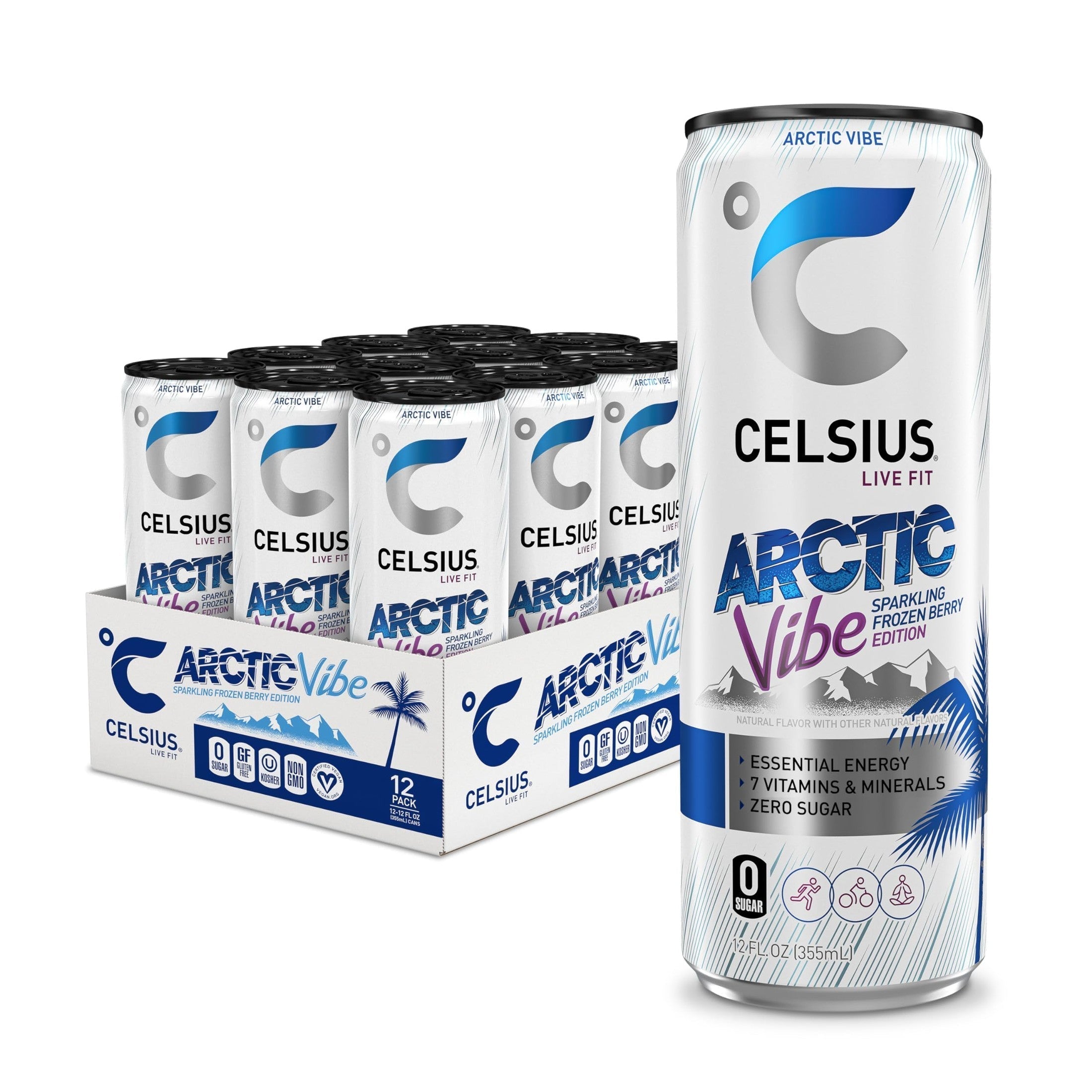 CELSIUS ASTRO VIBE Sparkling Blue Razz, Sugar Free Energy Drink, 12 Fl Oz (Pack of 12)