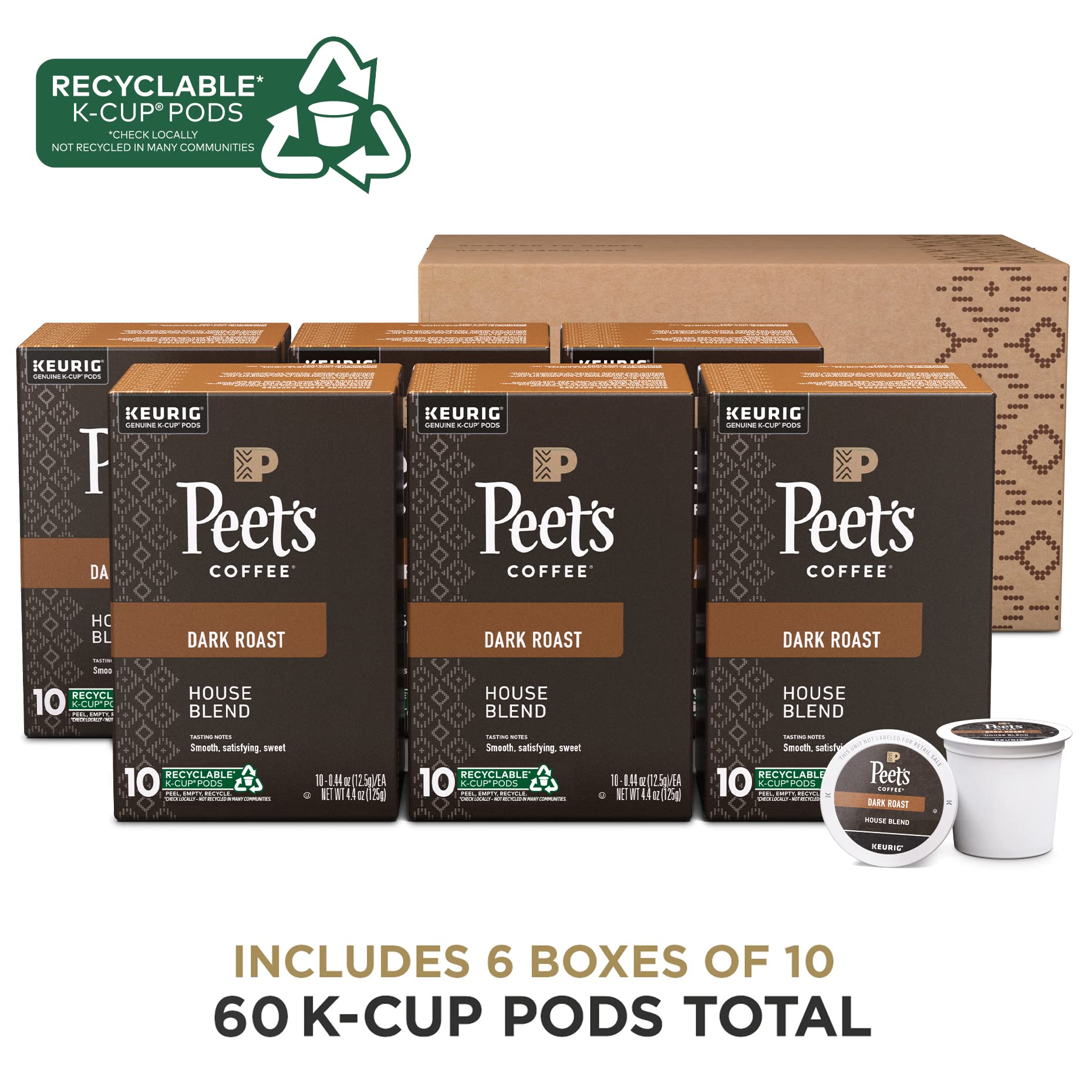 Peet's Coffee, Dark Roast Keurig K-Cup Pods - Major Dickason's Blend 75 Count (1 Box of 75 Pods)