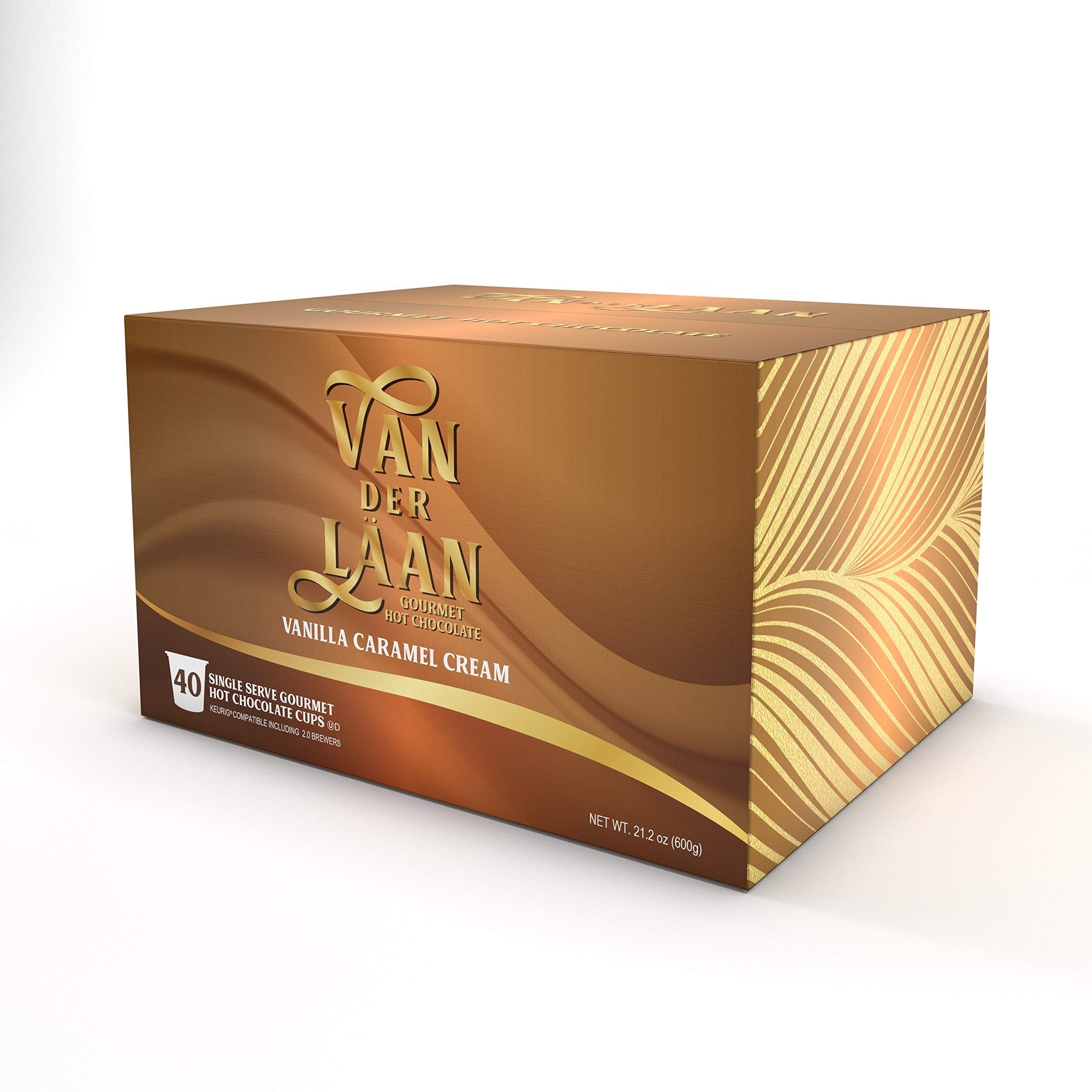 Van Der Laan Chocolate Hot Cocoa Pods, Dark Chocolate Gourmet Dutch Chocolate Compatible with K Cup Brewers Including 2.0, 40 Count