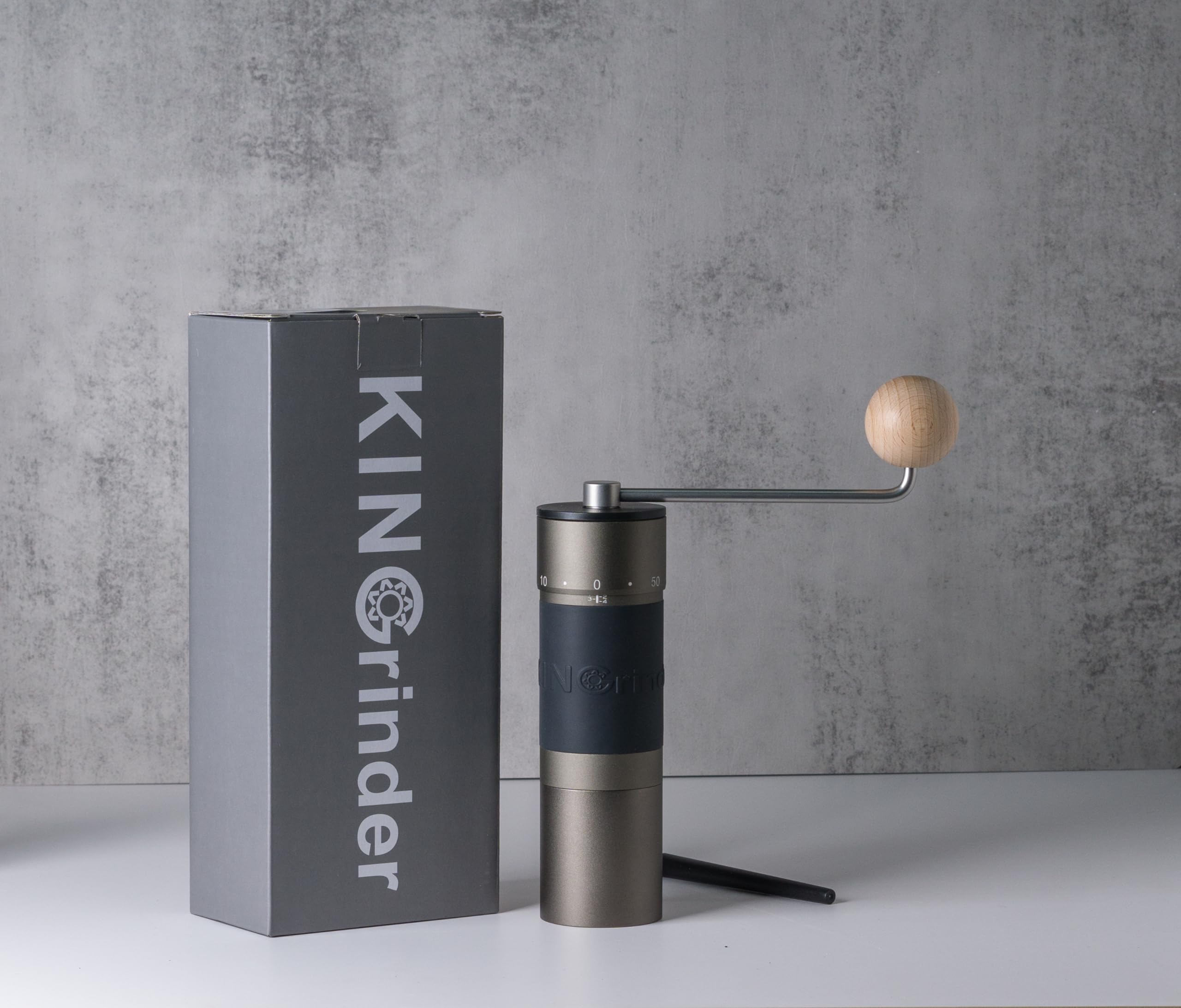 【Iron Gray】KINGrinder K6 Manual Hand Coffee Grinder with Straight Handle for French Press, Drip, Espresso with Assembly Consistency Stainless Steel Conical Burr Mill, 25-35g Capacity
