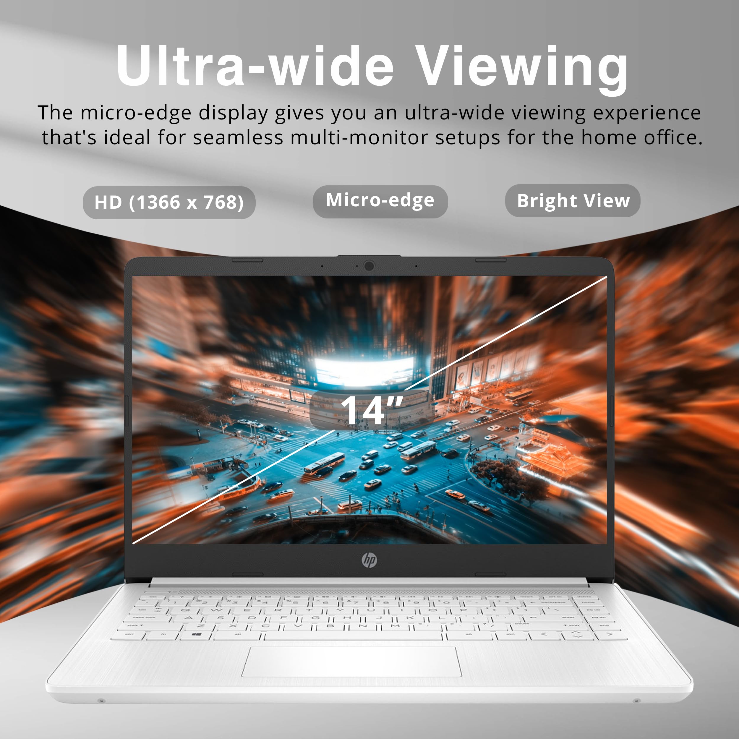 HP 14" HD Laptop, Windows 11, Intel Celeron Dual-Core Processor Up to 2.60GHz, 4GB RAM, 64GB SSD, Webcam, Dale Pink (Renewed)
