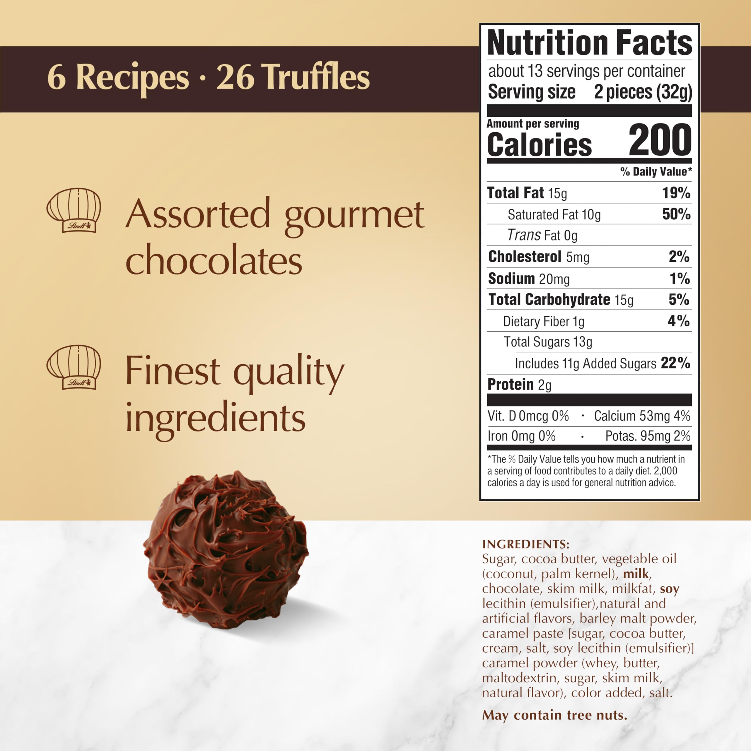 Lindt Gourmet Truffles Chocolate Candy Truffles, Assorted Chocolate Truffles, Christmas Candy, 14.7 oz. Gift Box