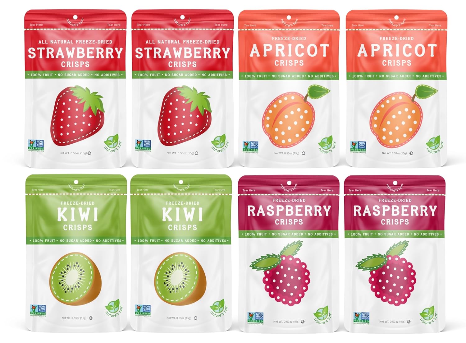 Nature’s Turn Freeze-Dried Strawberry Crisps – Healthy, Gluten-Free, Crispy & Delicious, Plant-Based Snack, Ideal for Cereal, Smoothies, School Lunches, & On-the-Go, Bags of 12 (0.53 oz Each)