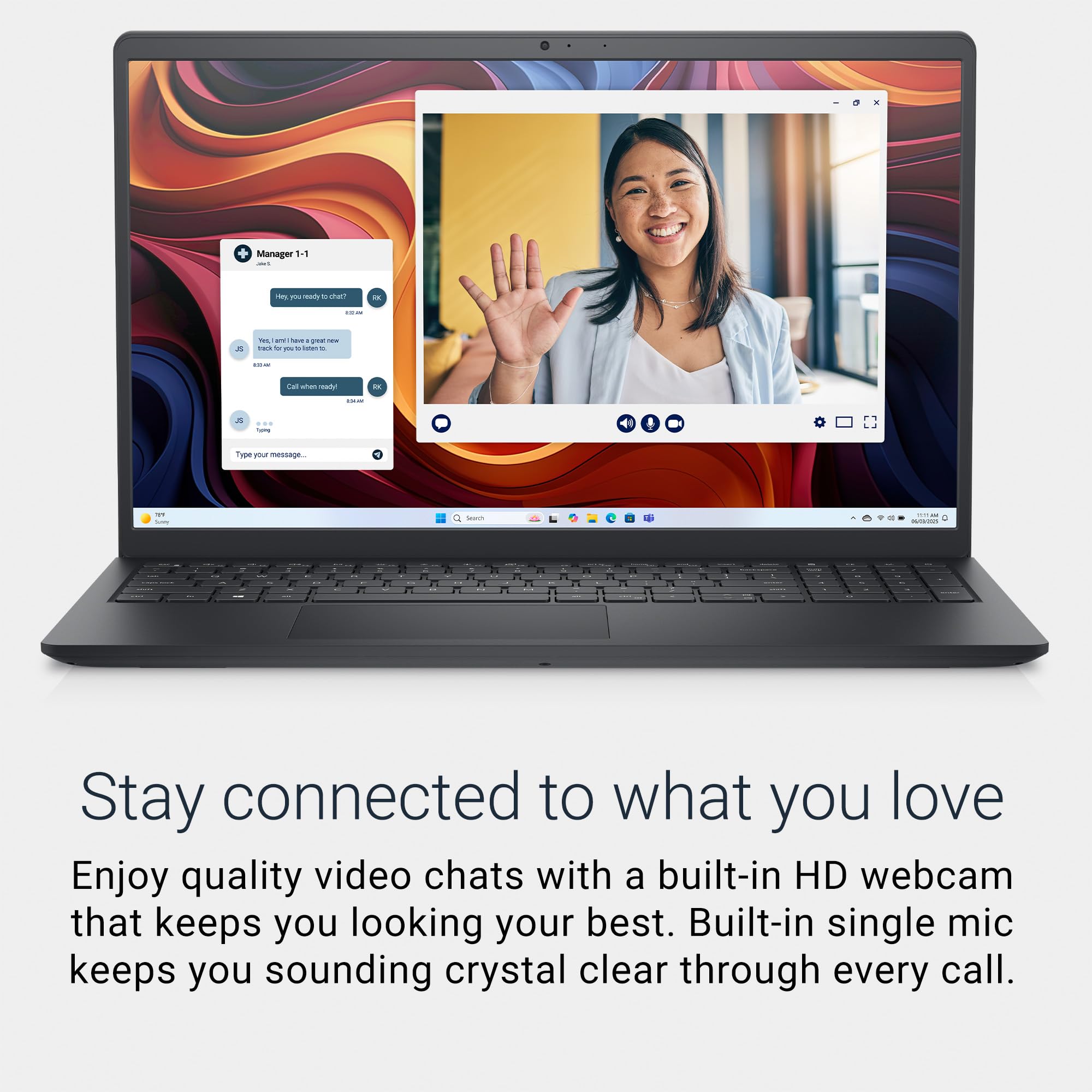 Dell 15 Laptop DC15250-15.6-inch FHD 120Hz Display, Intel Core 3 Processor 100U, 8GB DDR4 RAM, 512GB SSD, Intel UHD Graphics, Windows 11 Home, Onsite Service - Carbon Black