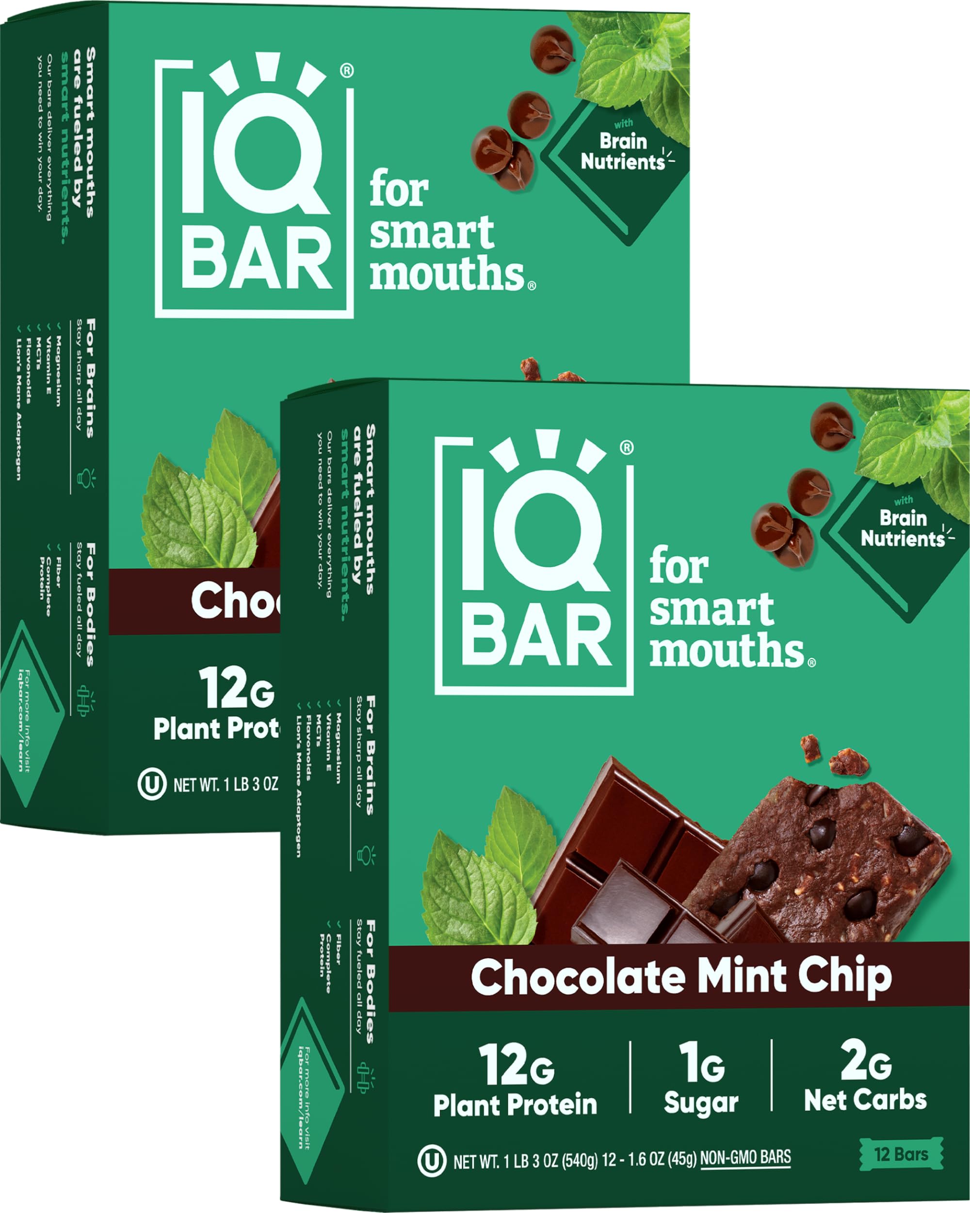 IQBAR Brain and Body Plant Protein Bars - Chocolate Lovers Variety - 36-Count - Keto, Vegan, Low Carb, High Fiber, Gluten Free, Dairy Free, Low Sugar Snack with Nutrients for Focus, Energy, Meal Replacement