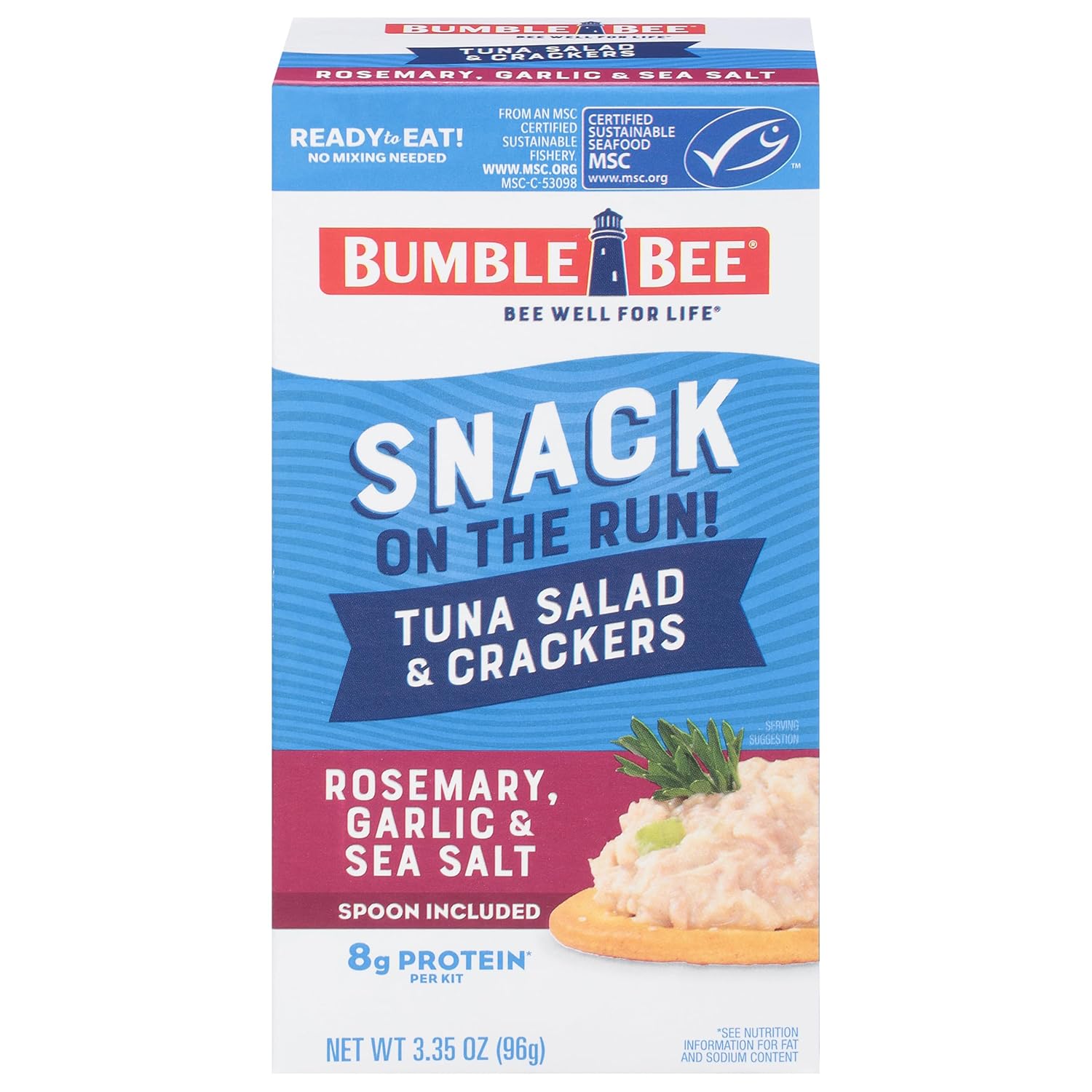 Bumble Bee Snack On The Run Original Tuna Salad with Crackers Kit (Pack of 12) - Ready to Eat Protein Snack Pack - 8g Protein per Box - Wild Caught MSC Certified Tuna