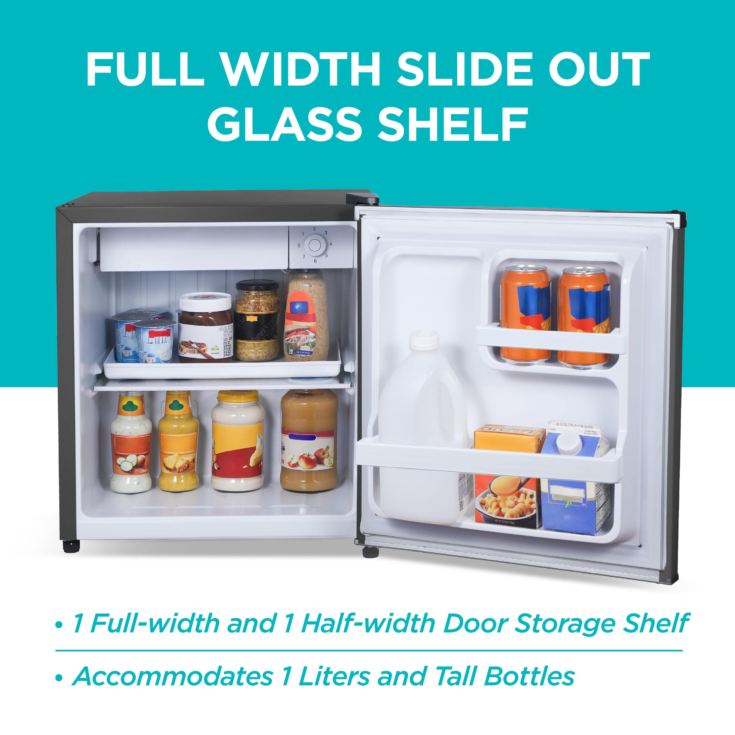 BLACK+DECKER 1.7 Cu. Ft. Compact Refrigerator, ENERGY STAR Certified, Single Door Mini Fridge with Chiller Compartment, Personal Fridge for Home or Dorm Room, R600a Refrigerant, BCRK17W, White