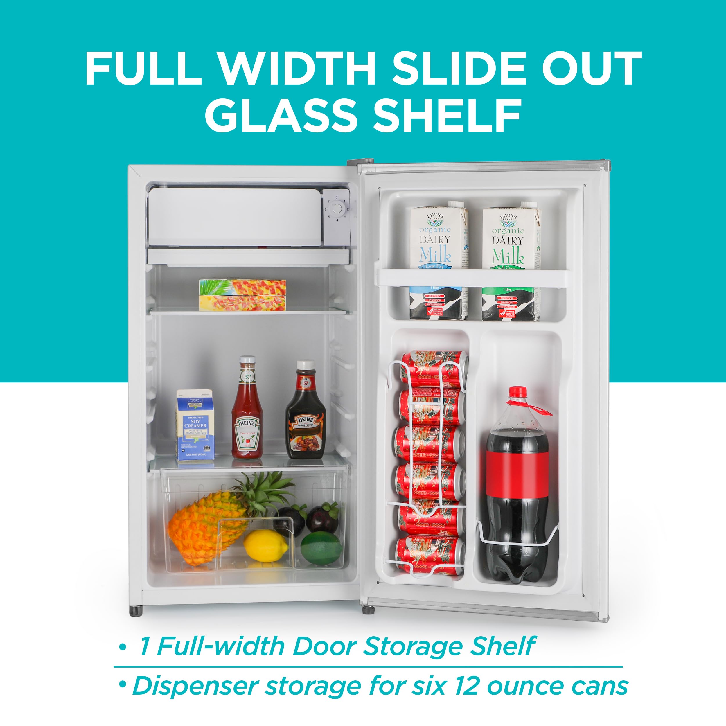 BLACK+DECKER 1.7 Cu. Ft. Compact Refrigerator, ENERGY STAR Certified, Single Door Mini Fridge with Chiller Compartment, Personal Fridge for Home or Dorm Room, R600a Refrigerant, BCRK17W, White