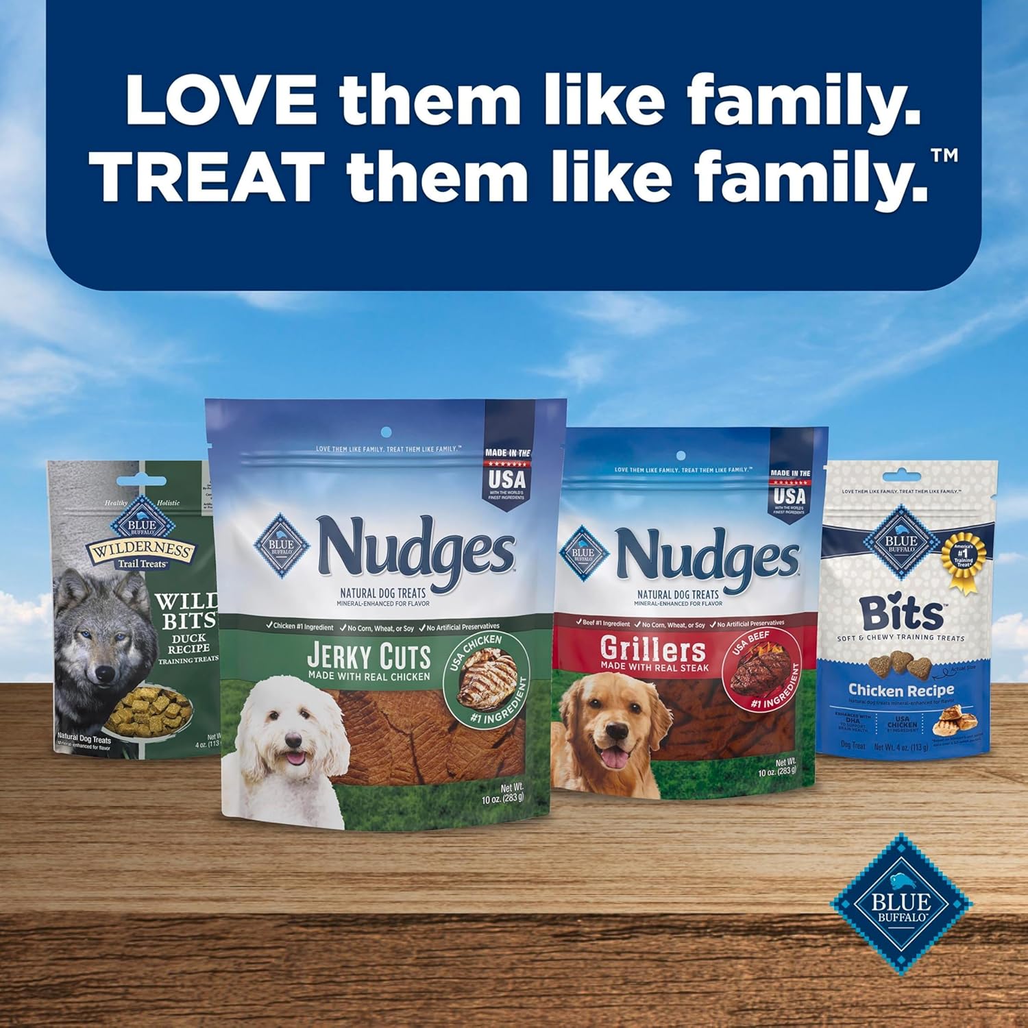 Blue Buffalo Nudges Jerky Bites Dog Treats, Made in the USA with Natural Ingredients, Bite-Sized Pieces, Chicken, 16-oz Bag
