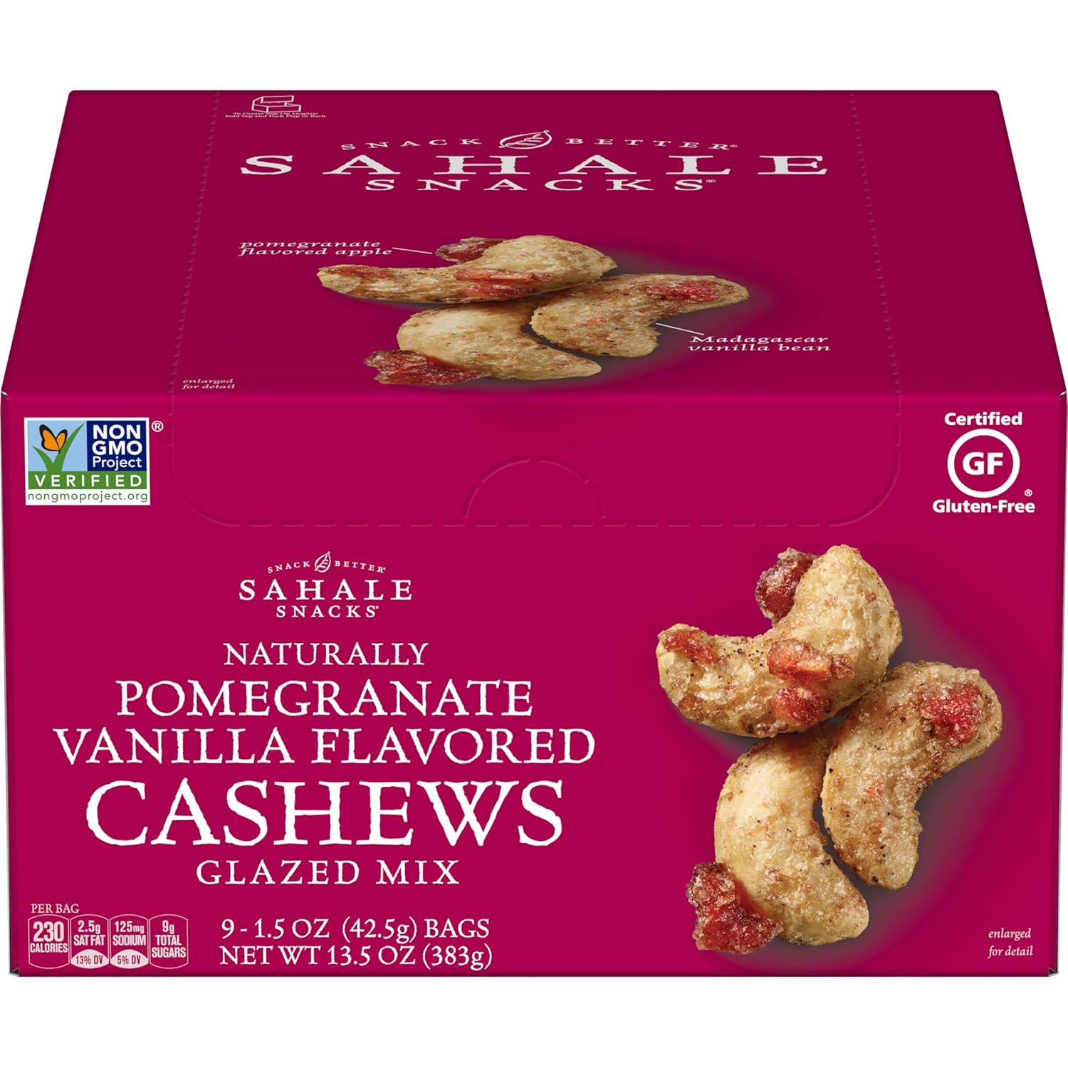 Sahale Snacks Glazed Mix Nut Blend Variety Pack, 1.5 Oz Grab & Go Bags (12 Total Packs) - Four Different Dry-Roasted Deluxe Mixed Nuts Blends Included - Non-GMO Kosher & Certified Gluten-Free Snacks
