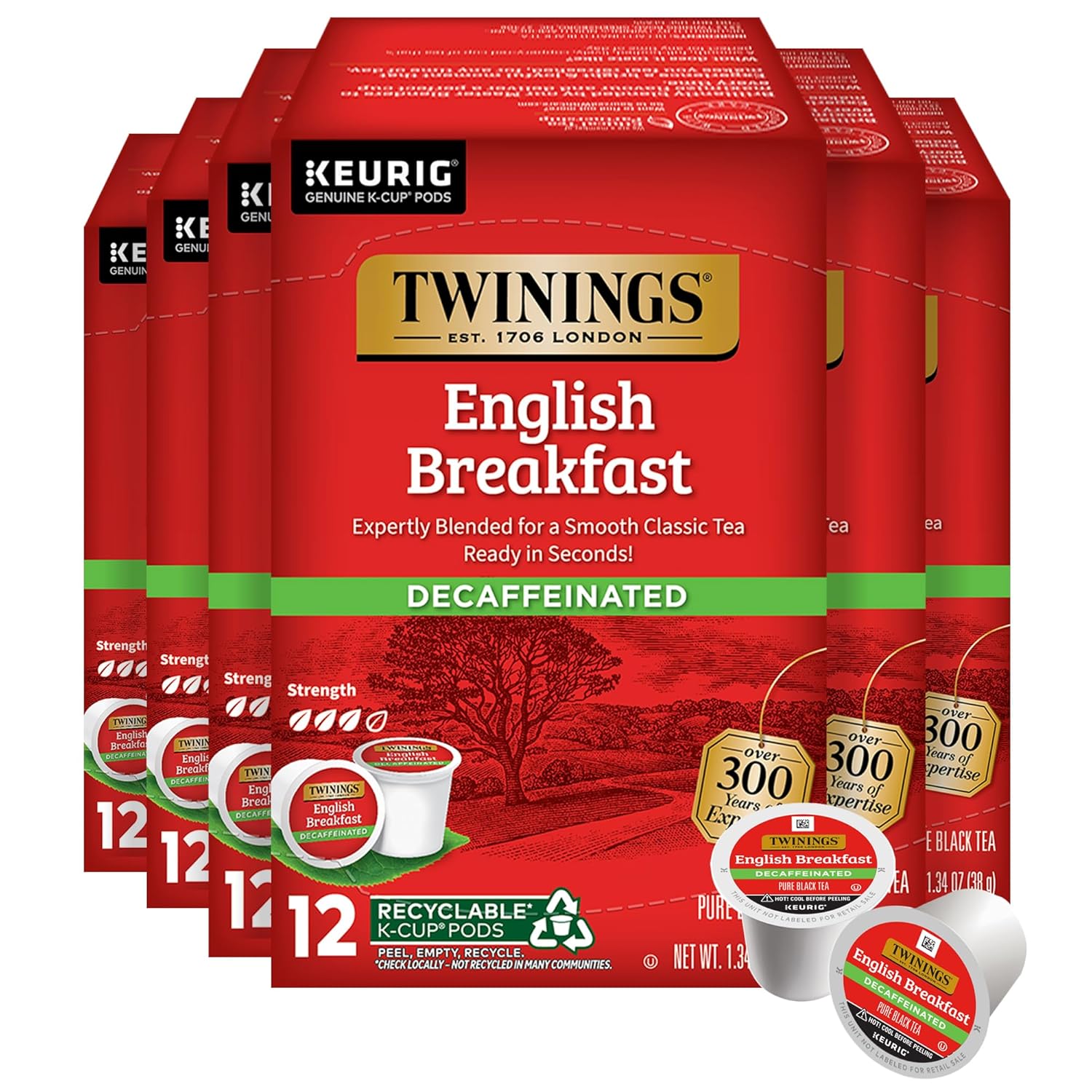 Twinings English Breakfast Black Tea K-Cup Pods for Keurig, 24 Count (Pack of 1), Smooth, Flavourful, Robust, Caffeinated, Enjoy Hot or Iced