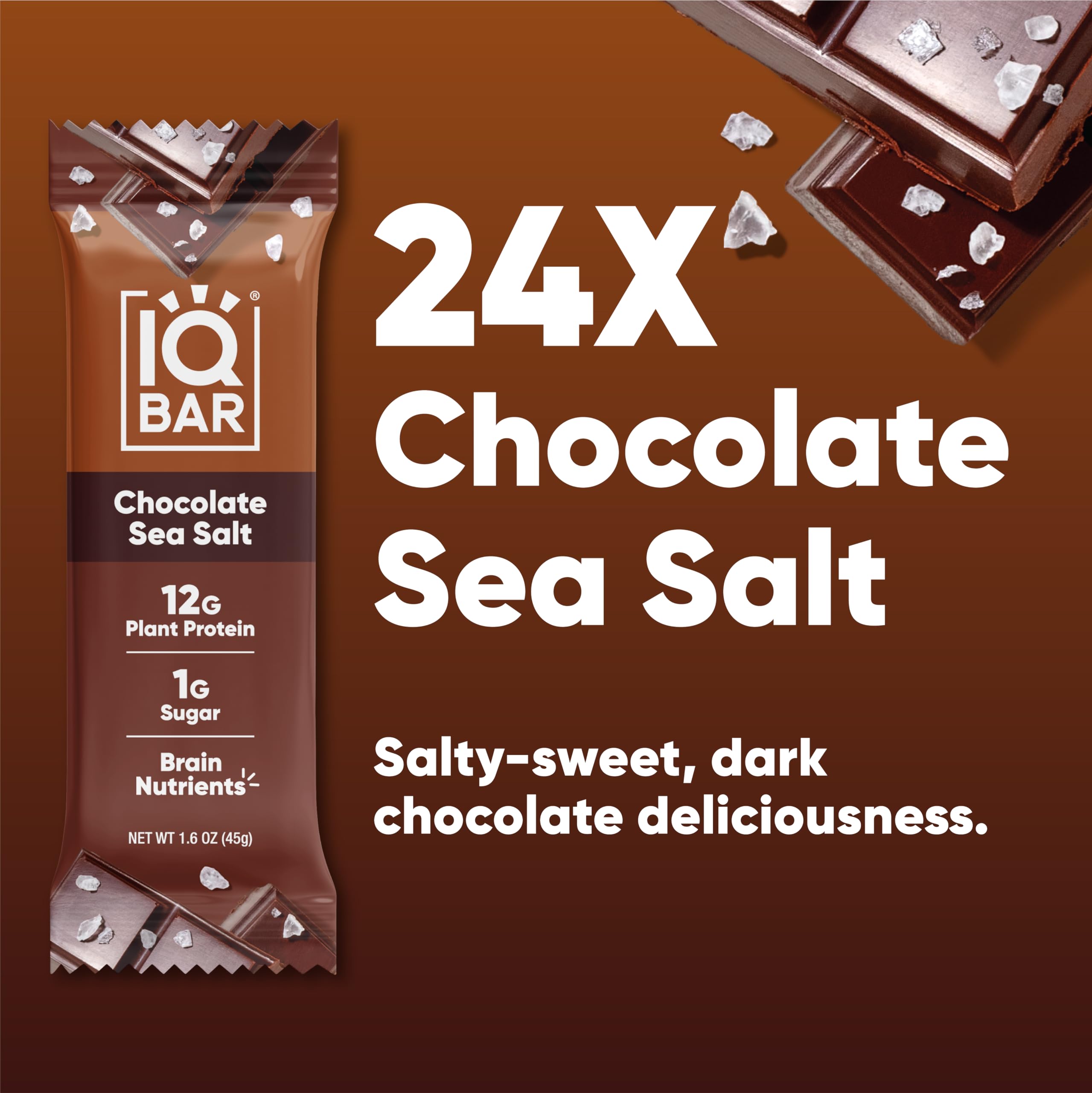 IQBAR Brain and Body Plant Protein Bars - Chocolate Lovers Variety - 36-Count - Keto, Vegan, Low Carb, High Fiber, Gluten Free, Dairy Free, Low Sugar Snack with Nutrients for Focus, Energy, Meal Replacement