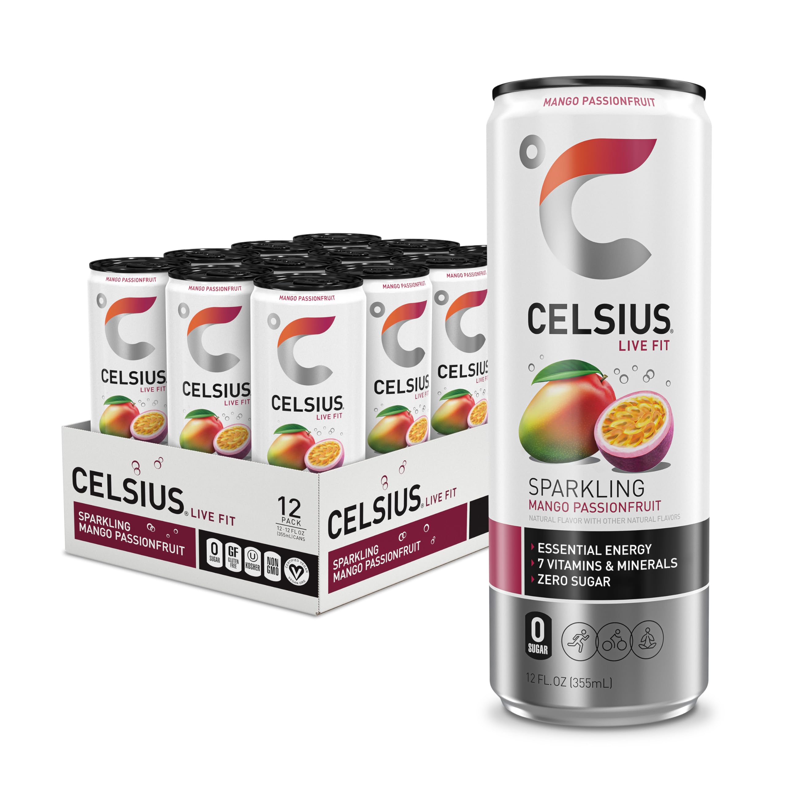 CELSIUS Sparkling Kiwi Guava, Functional Essential Energy Drink 12 Fl Oz (Pack of 12)