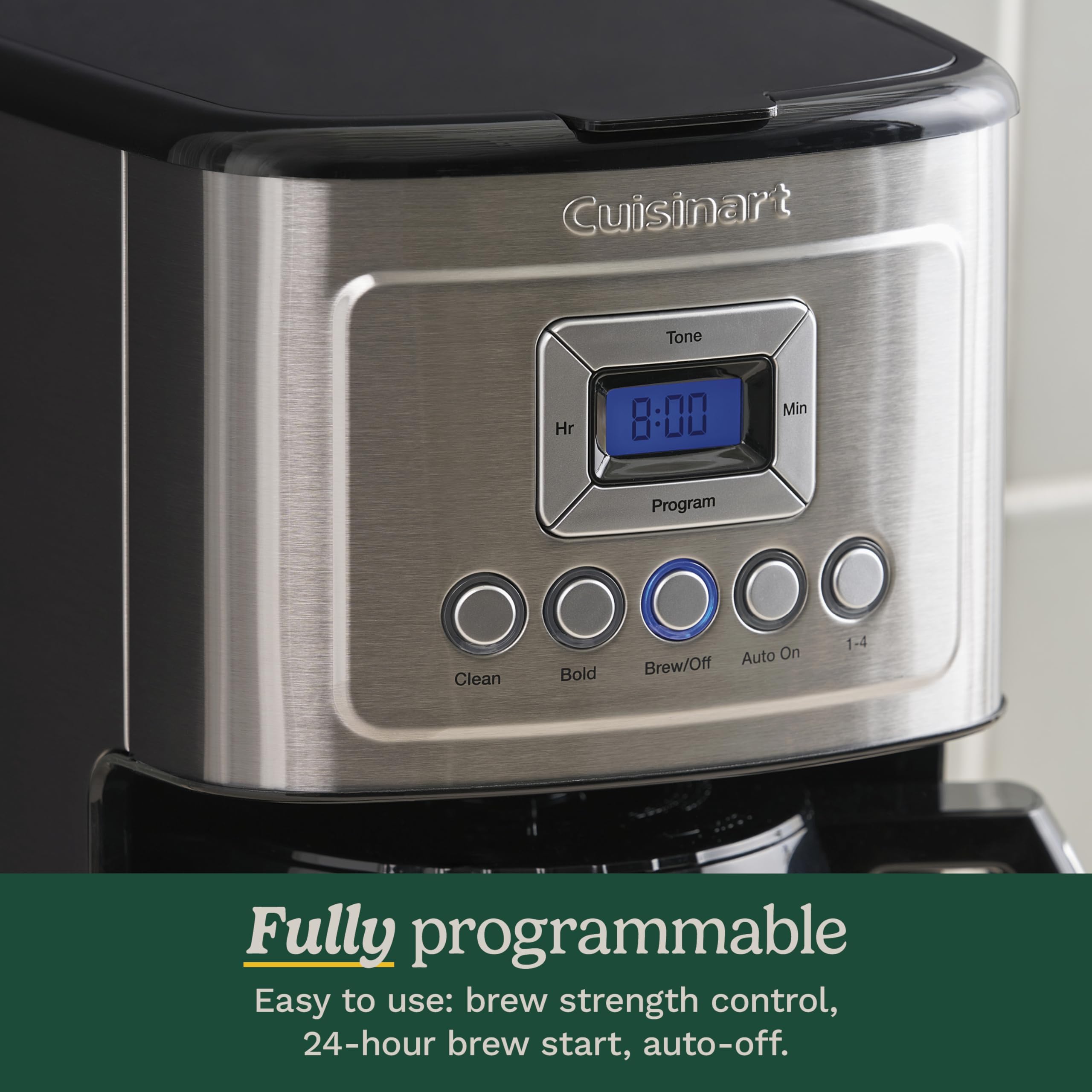 Cuisinart 12-Cup Coffee Maker, Programmable PerfecTemp Thermal Carafe Coffee Machine with 1-4 Cup Setting, Brew Strength Control and Brew Pause, Stainless Steel, DCC-3400NAS, Silver