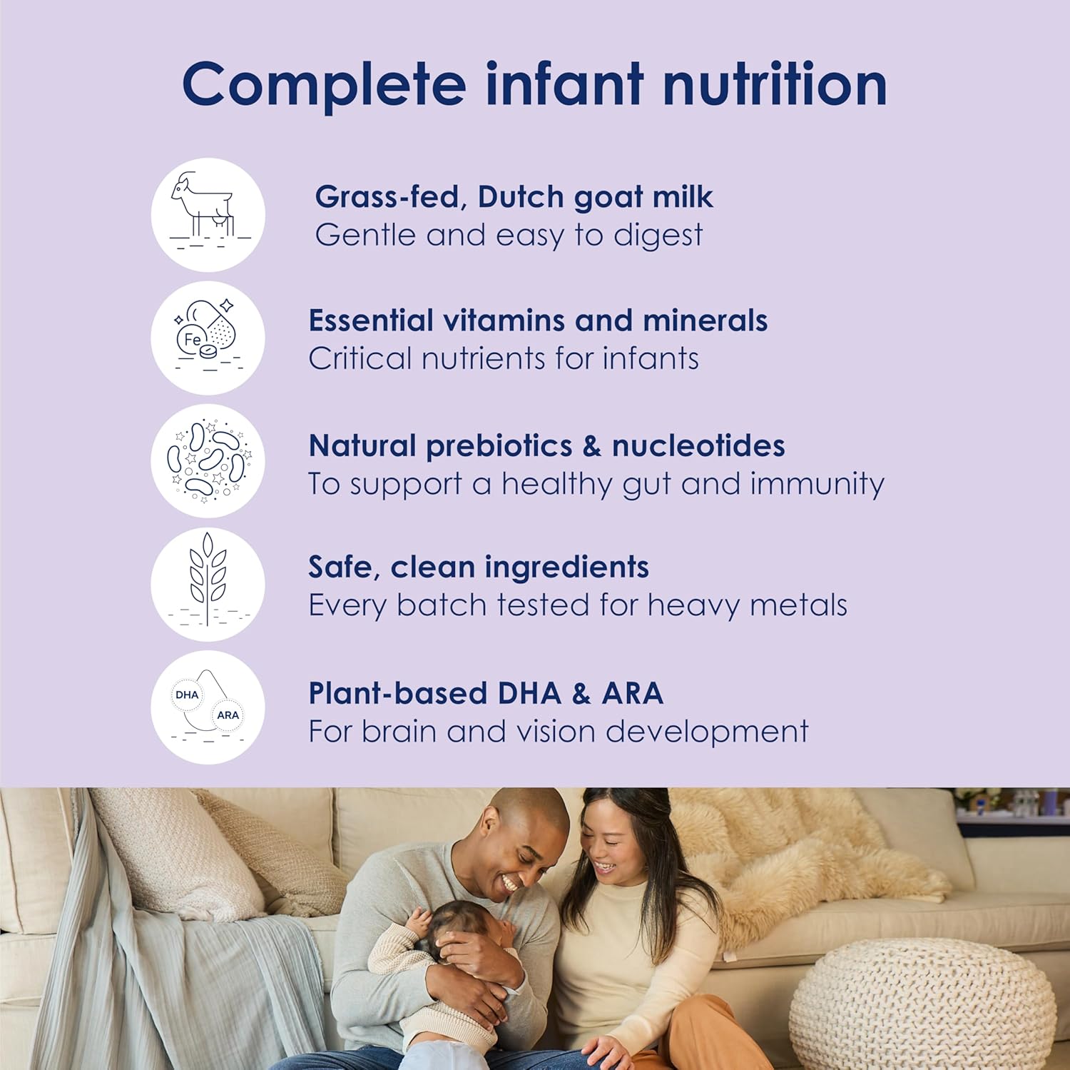 Kabrita Goat Milk-Based Infant Formula Powder with Iron, DHA, ARA & Prebiotics, for Infants 0–12 Months, Non-GMO, 28 oz