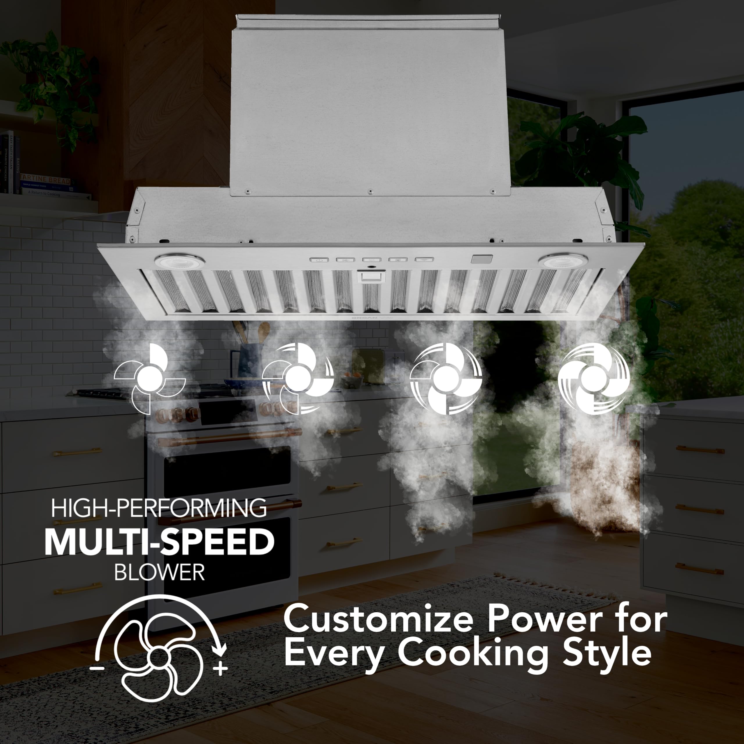 Broan-NuTone PM300SS Custom Power Pack Range Hood Insert with 2-Speed Exhaust Fan and Light, 300 Max Blower CFM, Stainless Steel, 21-Inch Built