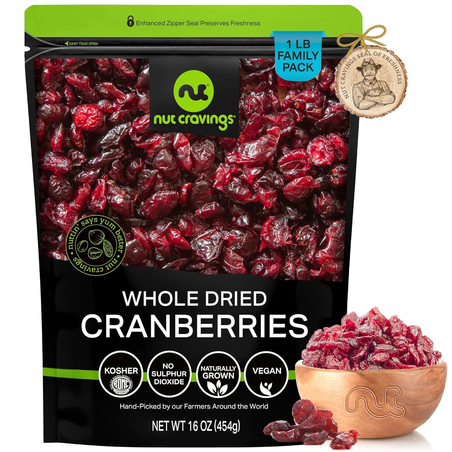 NUT CRAVINGS - Dried California Peaches, No Sugar Added, Unsweetened (16oz, 1 LB) Sweet Healthy Snack, Vegan, Kosher, Resealable Bag