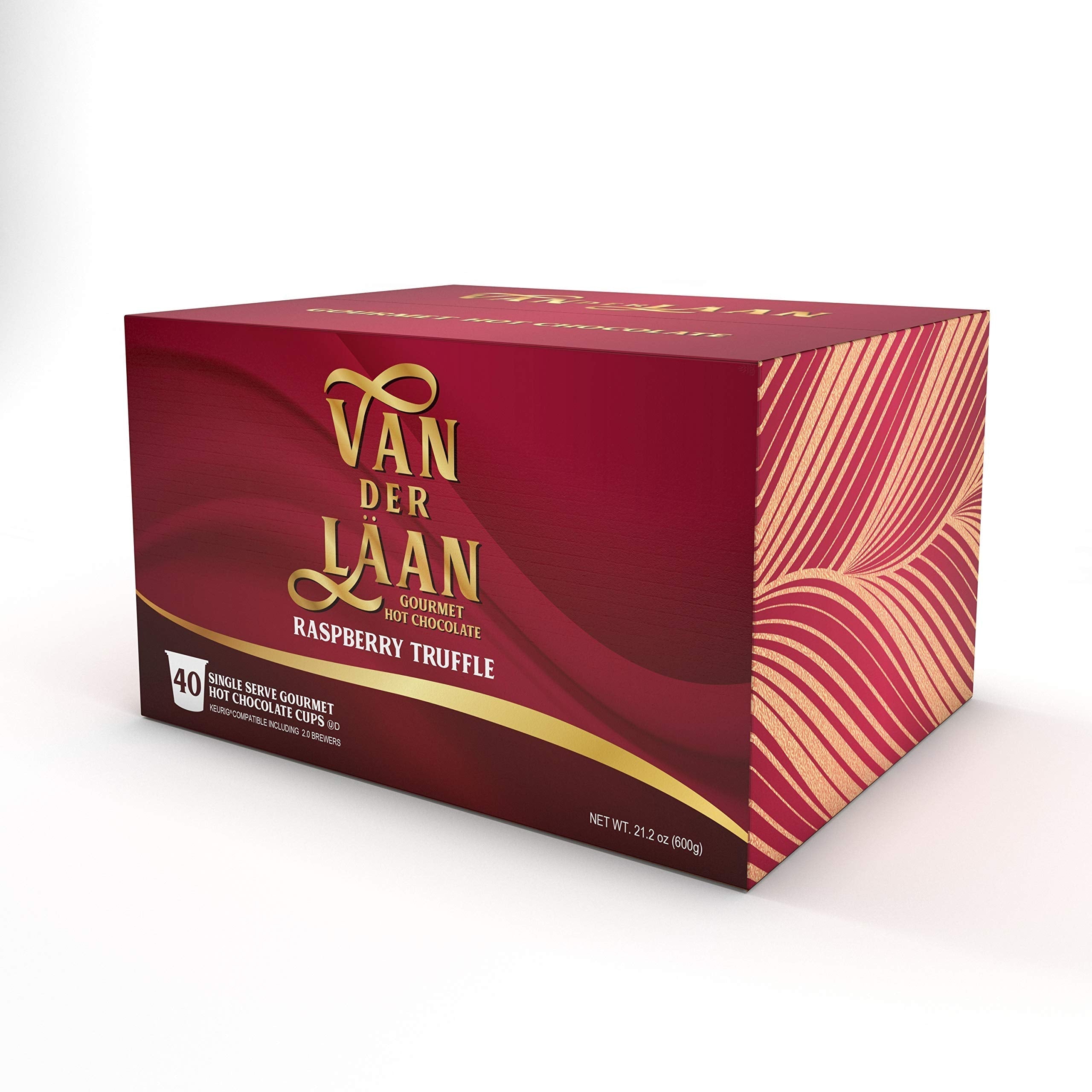 Van Der Laan Chocolate Hot Cocoa Pods, Dark Chocolate Gourmet Dutch Chocolate Compatible with K Cup Brewers Including 2.0, 40 Count