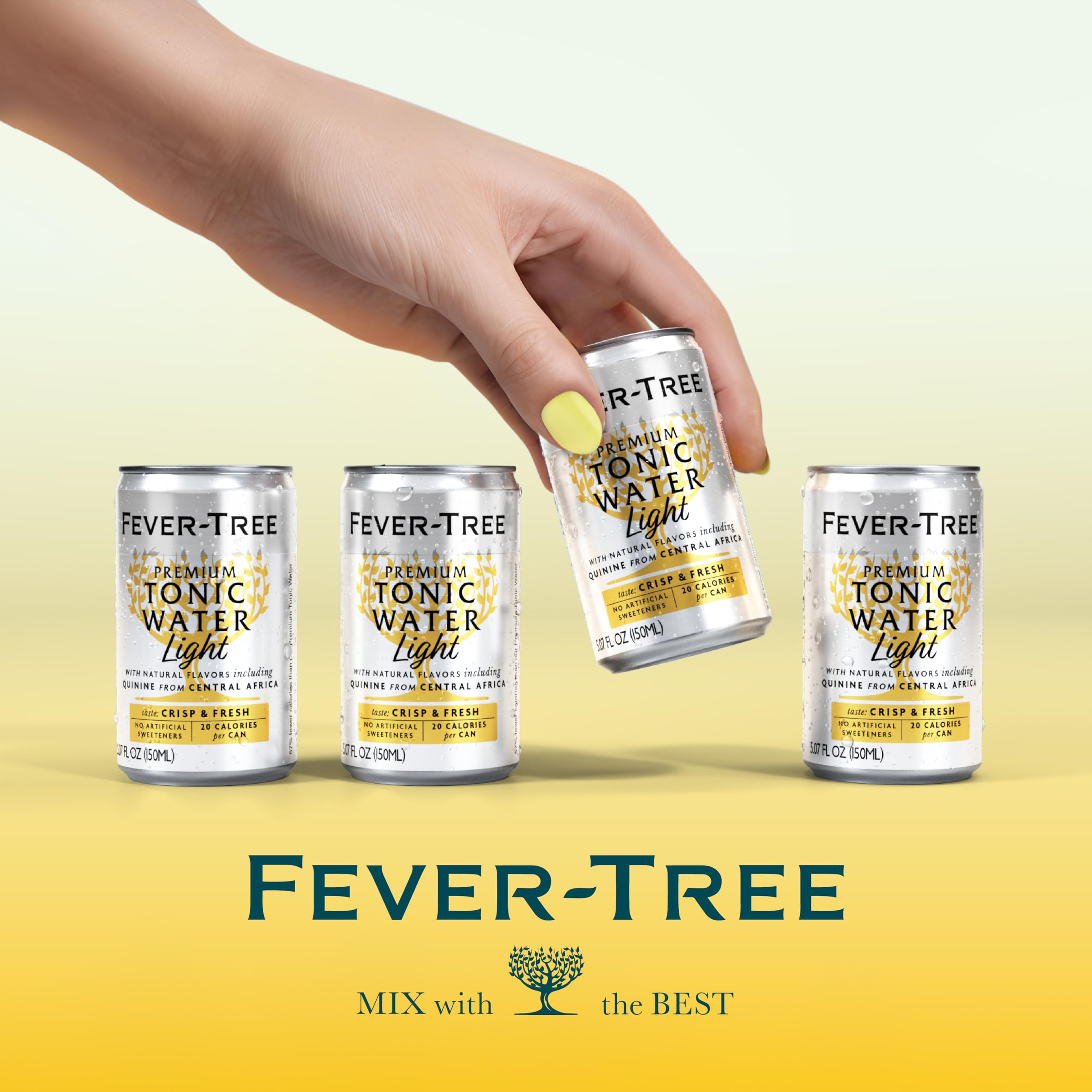 Fever Tree Tonic Water - Premium Quality Mixer - Refreshing Beverage for Cocktails & Mocktails. Naturally Sourced Ingredients, No Artificial Sweeteners or Colors - 150 ML Cans - Pack of 24