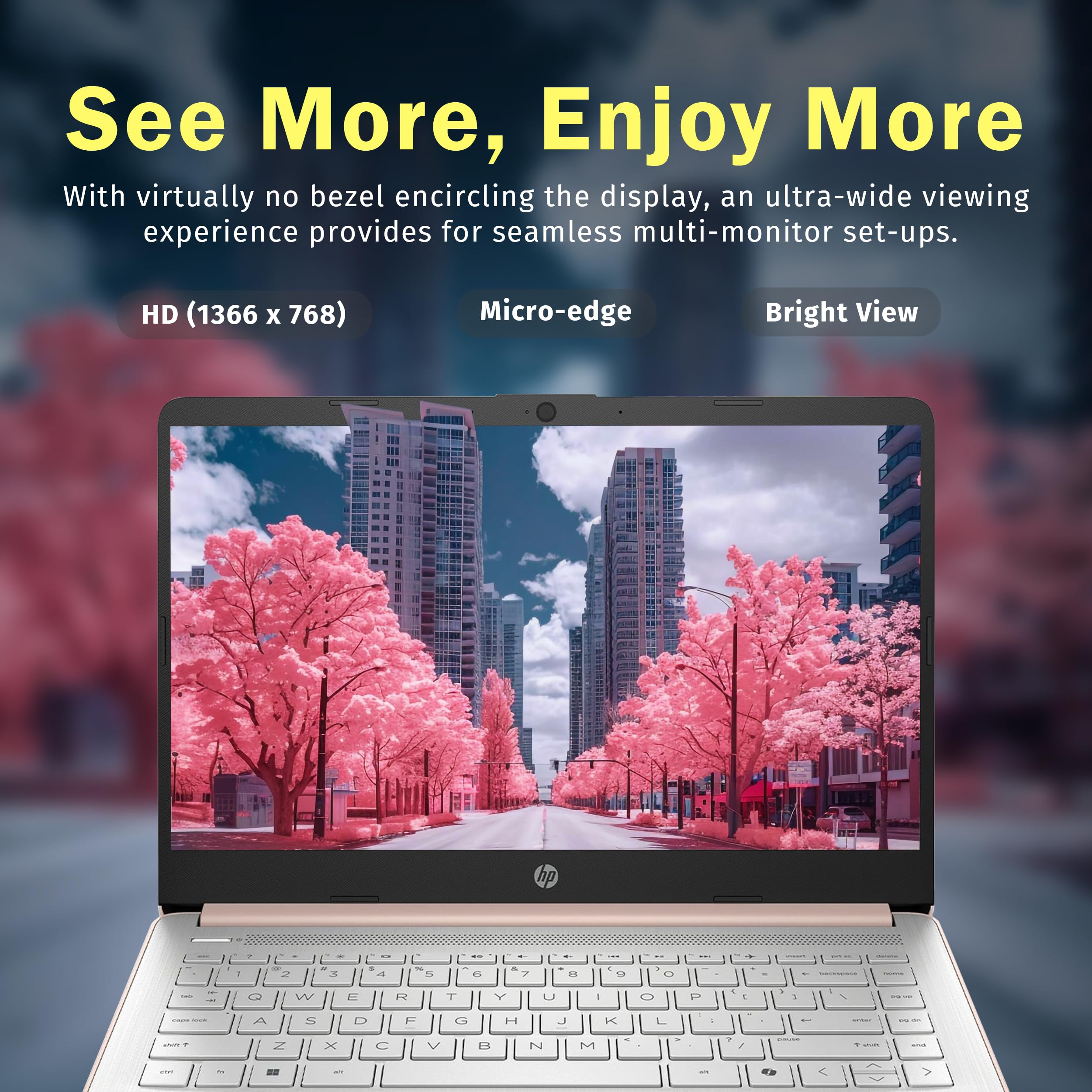 HP Stream 14" HD BrightView Laptop, Intel Celeron N4120, 16GB RAM, 288GB Storage (128GB UFS + 160GB Docking Station Set), Intel UHD Graphics, 720p Webcam, Wi-Fi, 1 Year Office 365, Win 11S, Silver