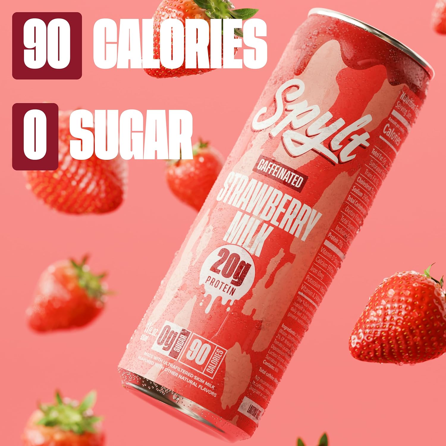 Spylt High Protein Vanilla Milkshake with 60mg Caffeine & 20g Protein - 90 Calories, Ready to Drink, Sugar Free, Lactose Free Milk, Perfect for Workout Recovery & Afternoon Pick Me Up - 12 Count