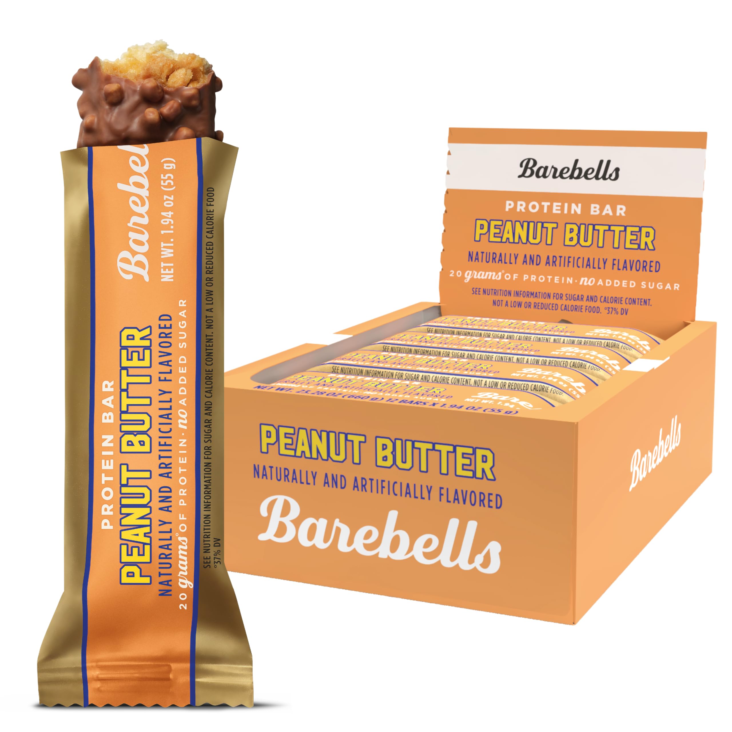 Barebells Protein Bars Salty Peanut - 12 Count, 20g High Protein Treats - Chocolate Nutrition Bar with 1g Total Sugars - On-The-Go Breakfast or Post-Workout Snack