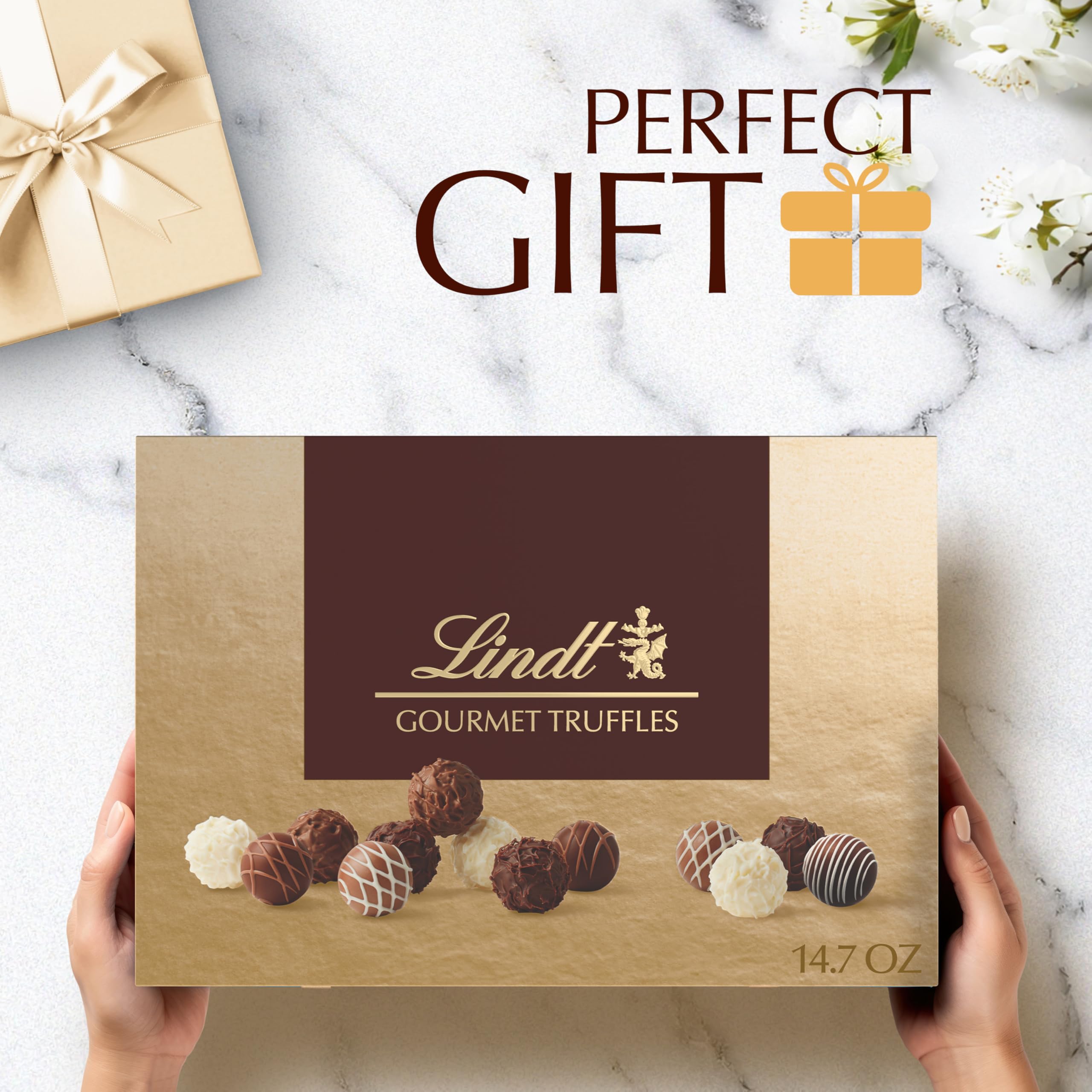 Lindt Gourmet Truffles Chocolate Candy Truffles, Assorted Chocolate Truffles, Christmas Candy, 14.7 oz. Gift Box
