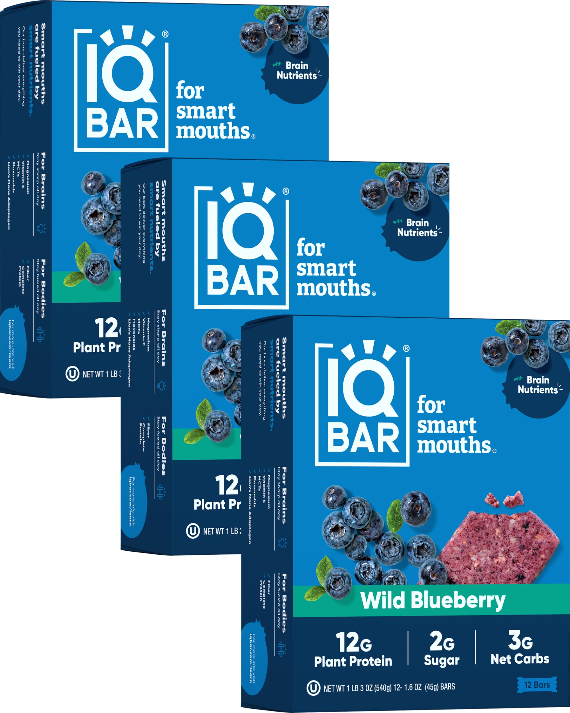IQBAR Brain and Body Plant Protein Bars - Chocolate Lovers Variety - 36-Count - Keto, Vegan, Low Carb, High Fiber, Gluten Free, Dairy Free, Low Sugar Snack with Nutrients for Focus, Energy, Meal Replacement