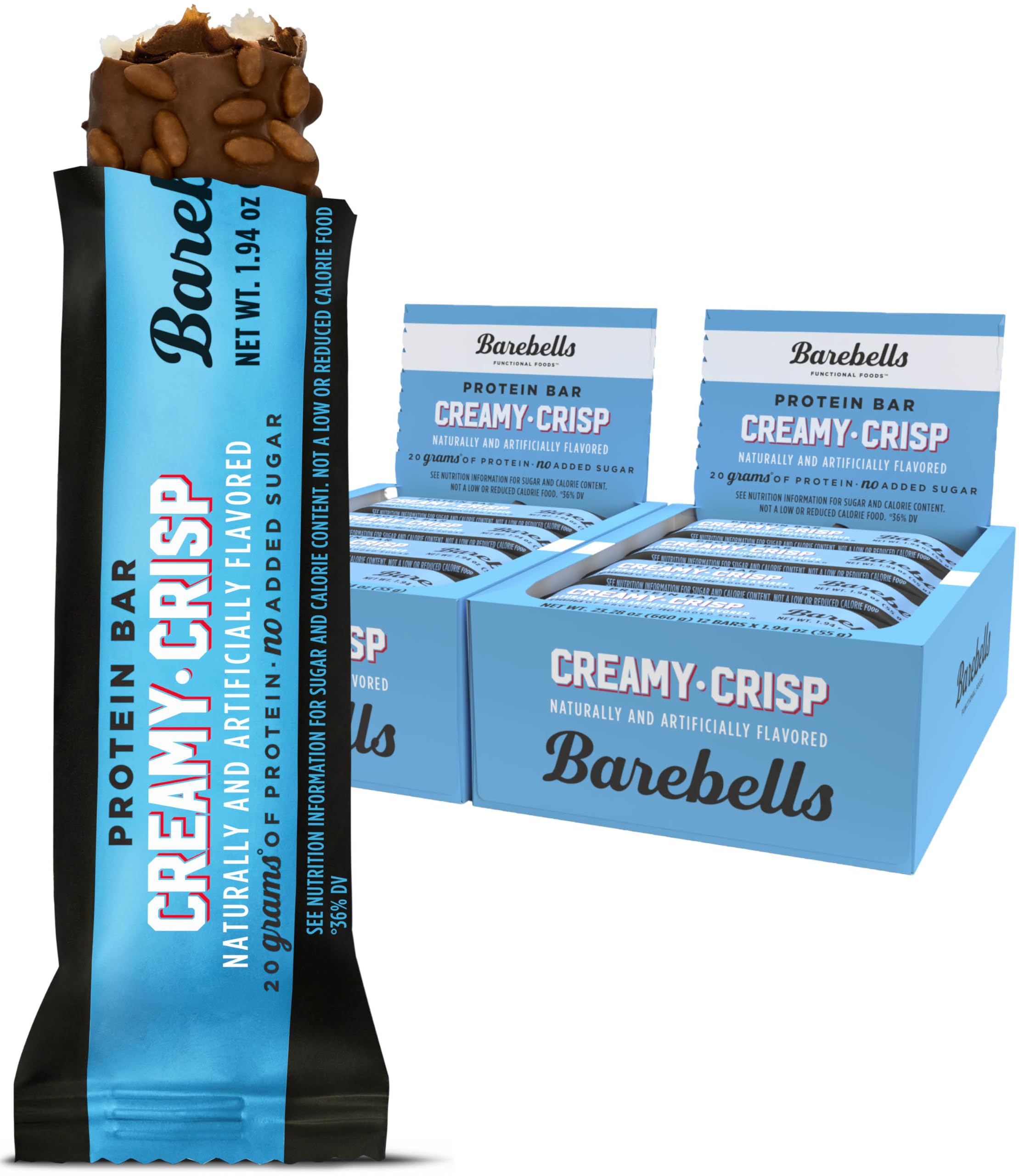 Barebells Protein Bars Salty Peanut - 12 Count, 20g High Protein Treats - Chocolate Nutrition Bar with 1g Total Sugars - On-The-Go Breakfast or Post-Workout Snack